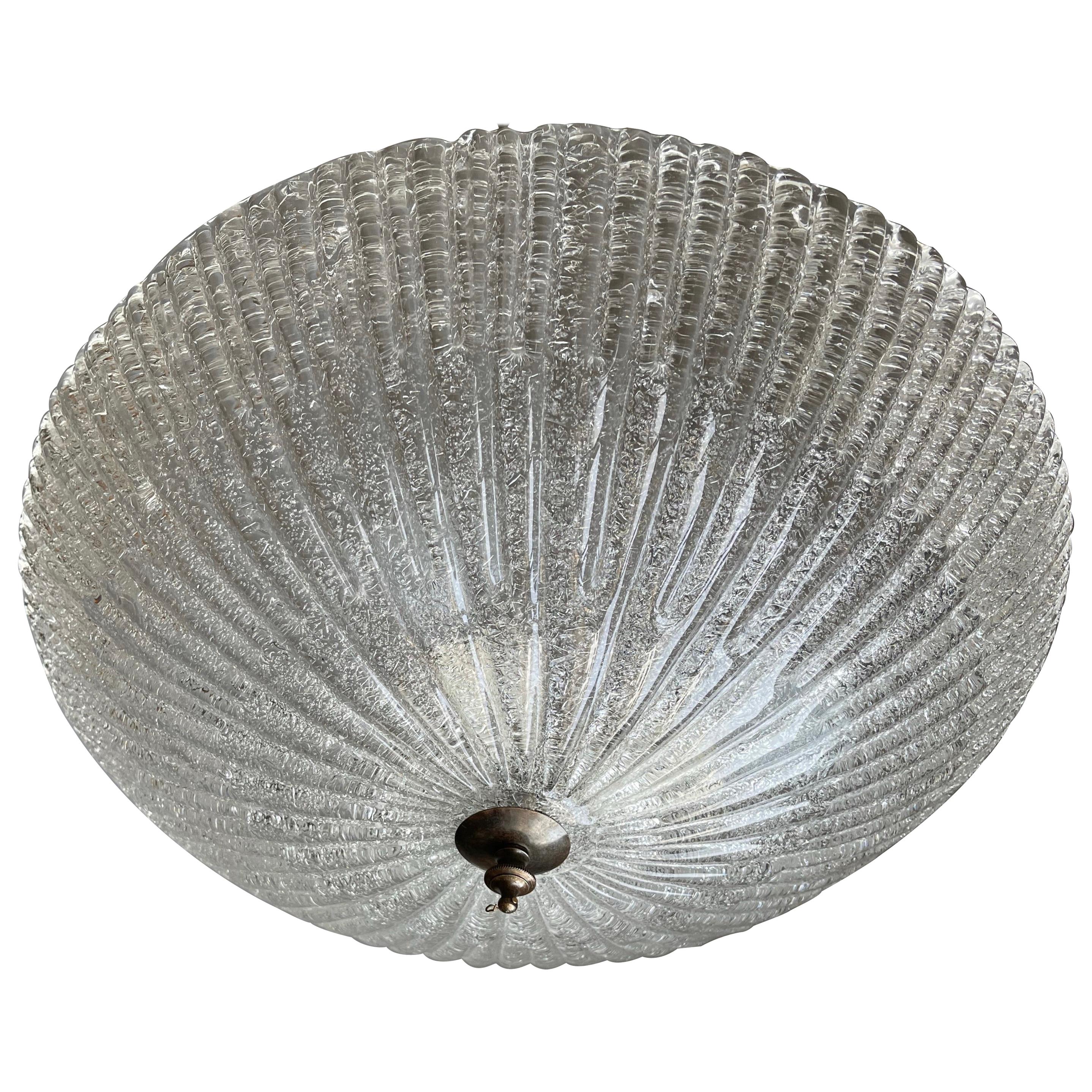 Large and Fine Mid-Century Italian Murano Glass Art Flushmount / Ceiling Fixture For Sale
