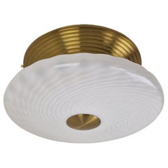 Large Mid-Century Italian Murano Swirl Glass Flush Mount, 1970s