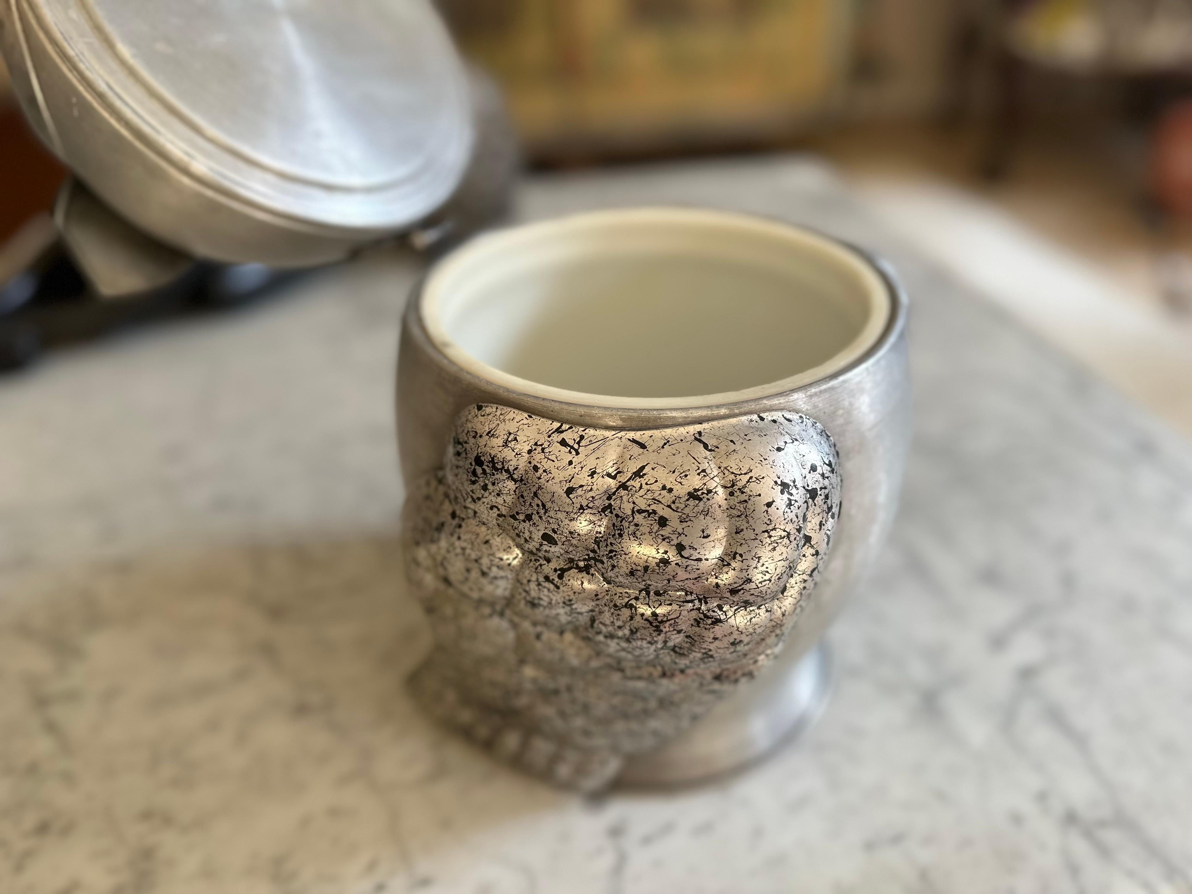 Large Mid-Century Italian Owl Ice Bucket – Brutalist Design For Sale 7