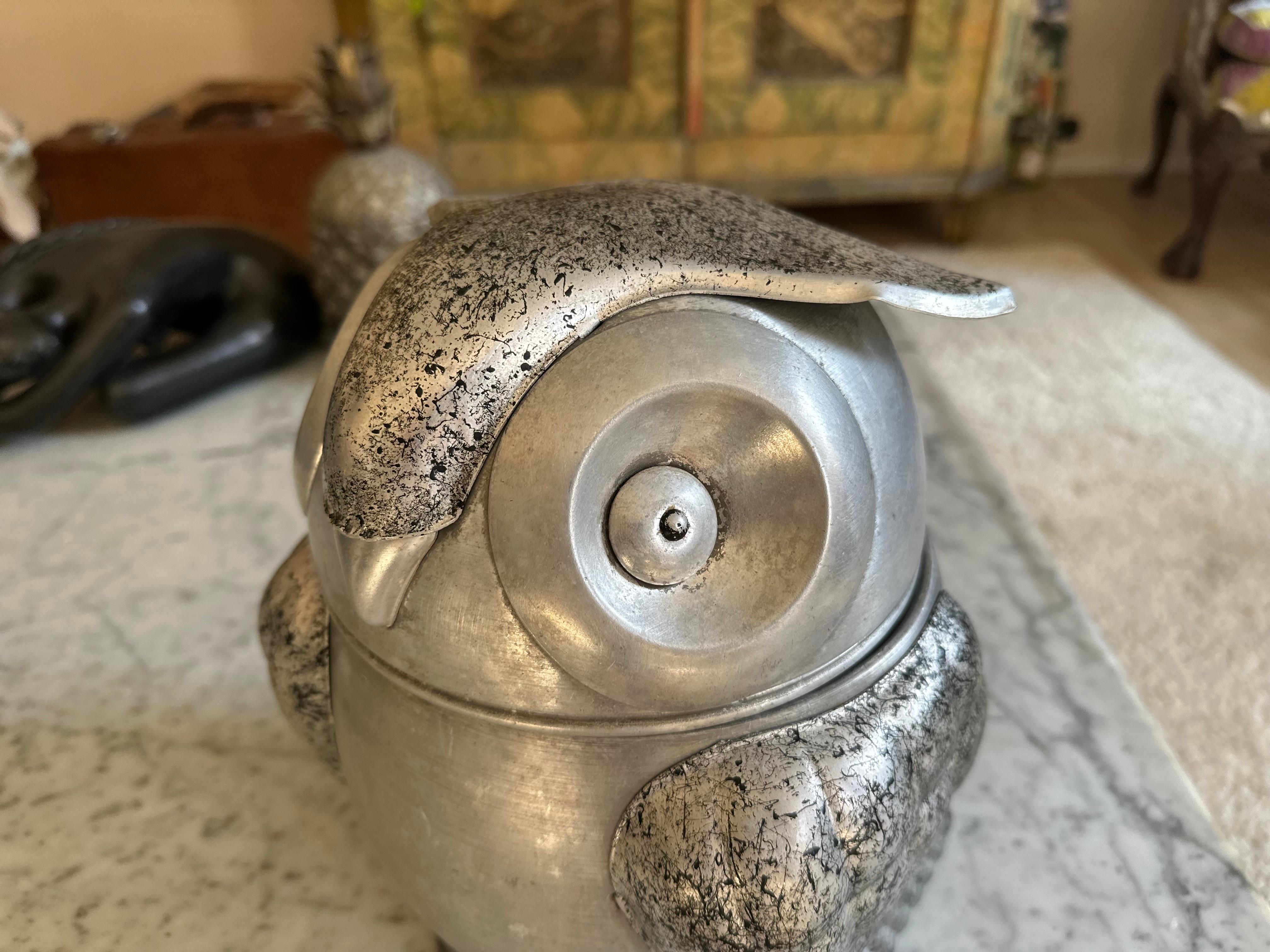 Large Mid-Century Italian Owl Ice Bucket – Brutalist Design In Good Condition For Sale In Hamburg, DE
