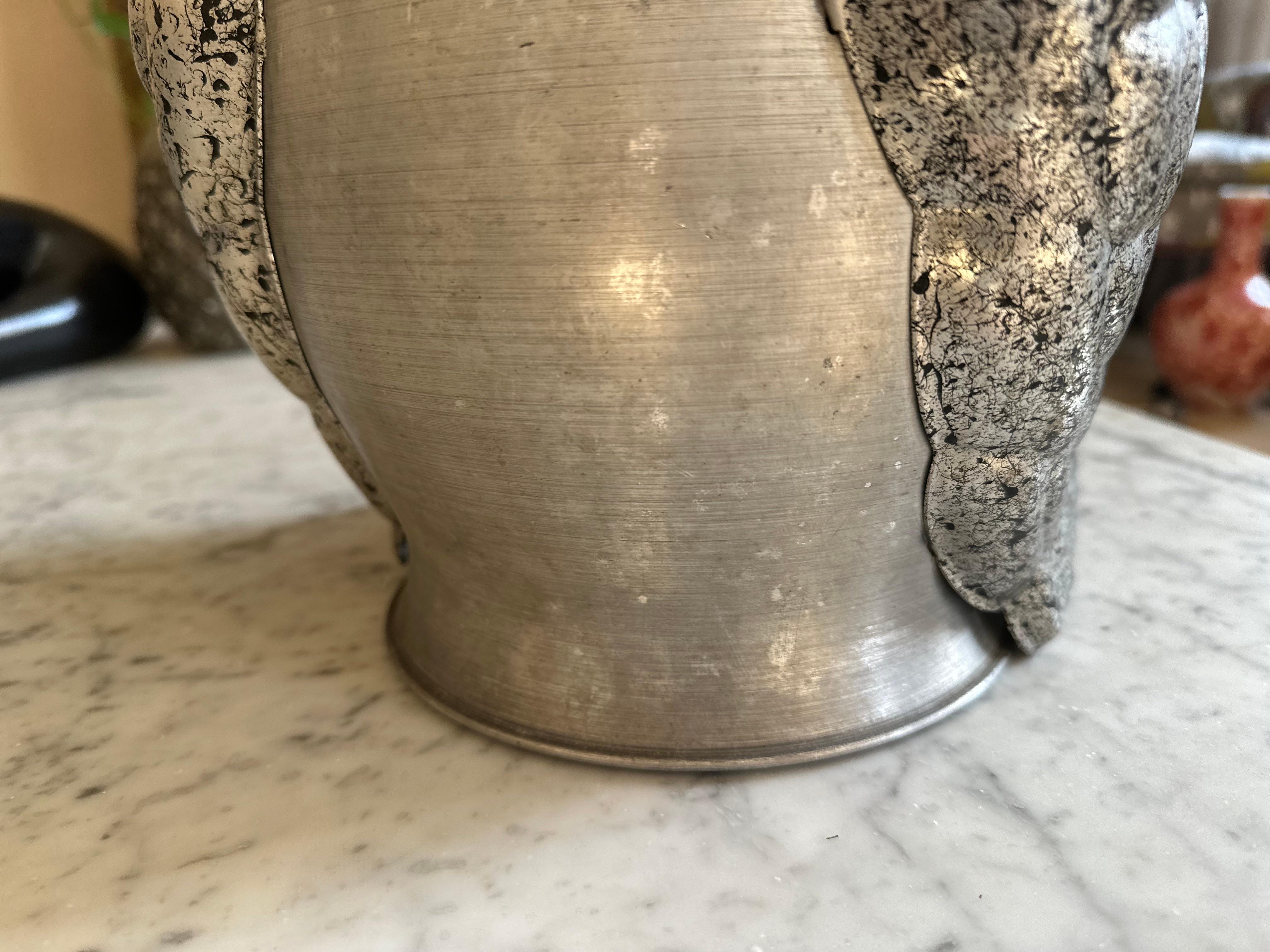 Aluminum Large Mid-Century Italian Owl Ice Bucket – Brutalist Design For Sale