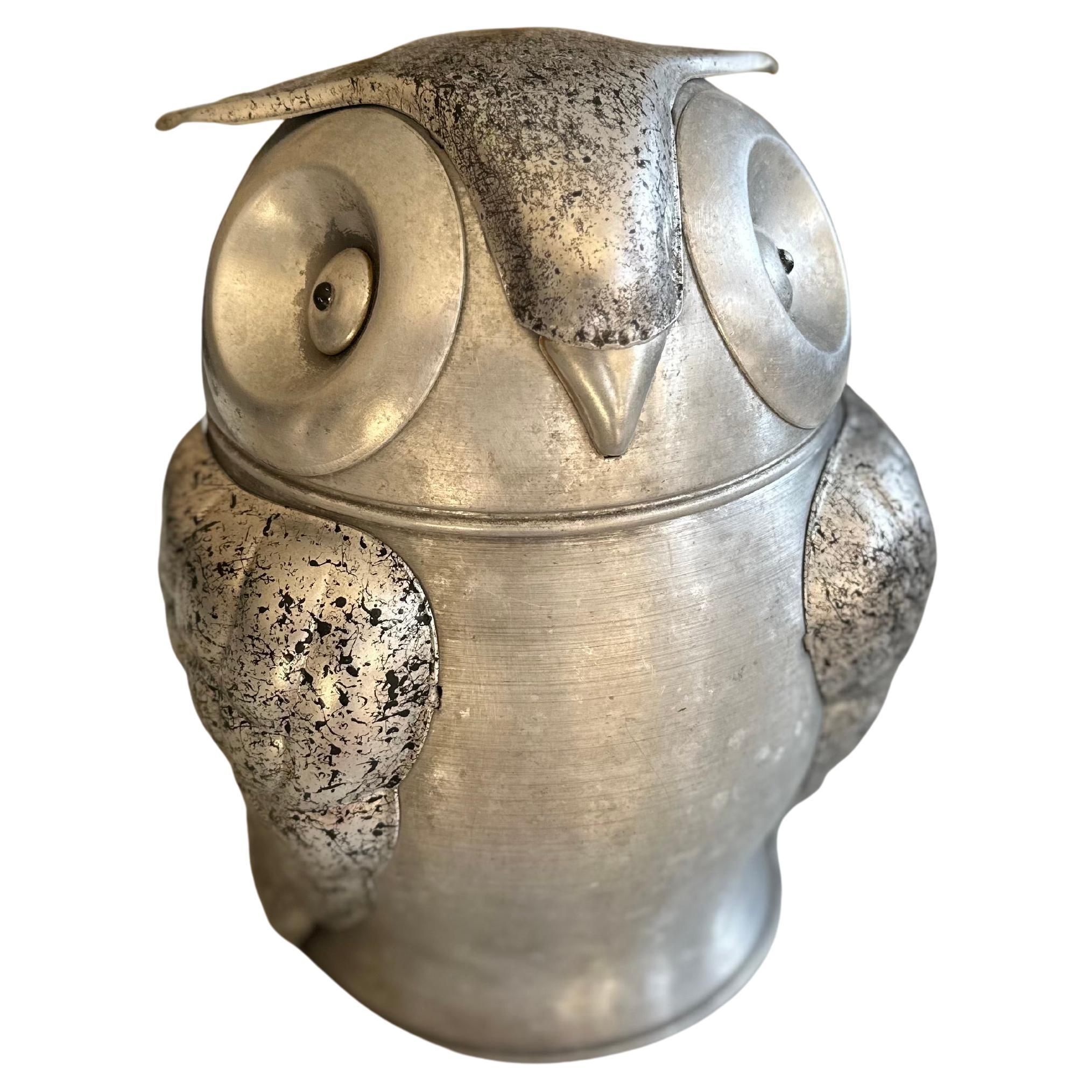 Large Mid-Century Italian Owl Ice Bucket – Brutalist Design For Sale