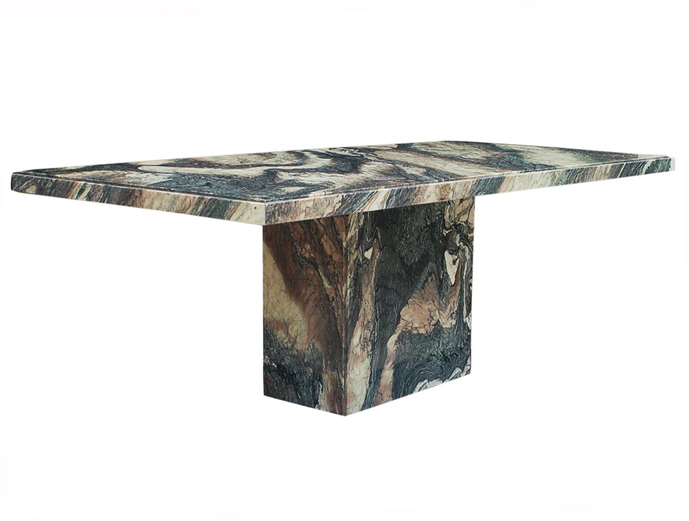 A large and luxurious rectangular marble dining table, made in Italy, circa 1980s. It features all large slab marble construction. Marble has beautiful colors and is truly a work of natural art.