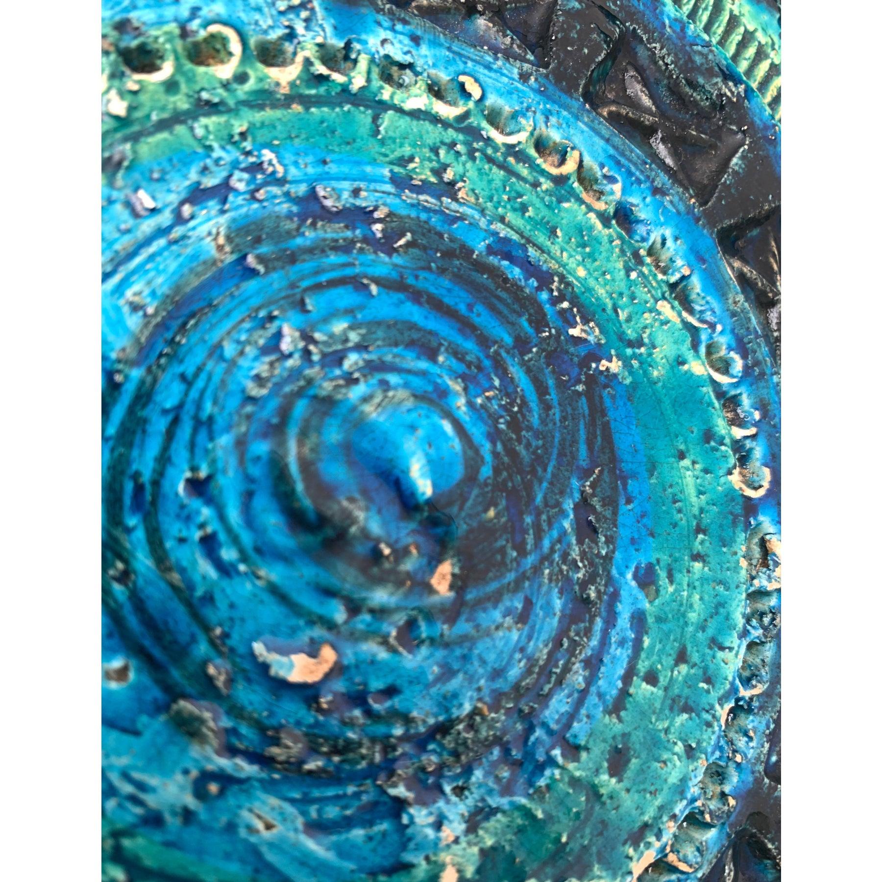 Large Mid-Century Italian Rimini Blu Pottery Bowl by Aldo Londi for Bitossi For Sale 4