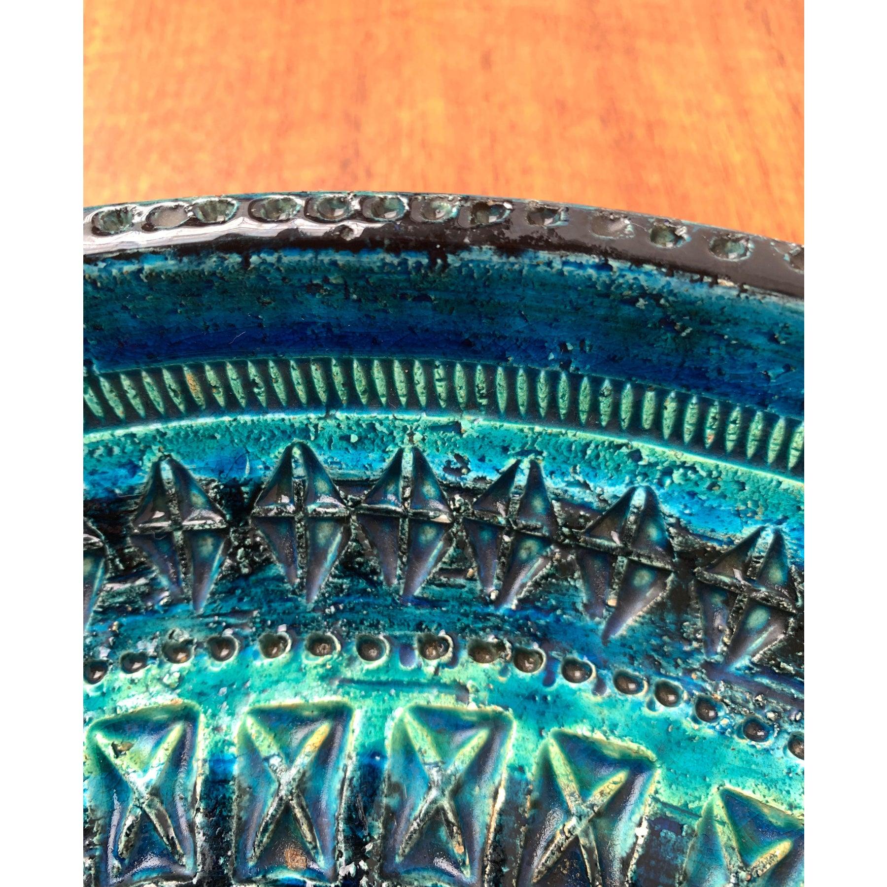 Large Mid-Century Italian Rimini Blu Pottery Bowl by Aldo Londi for Bitossi For Sale 5