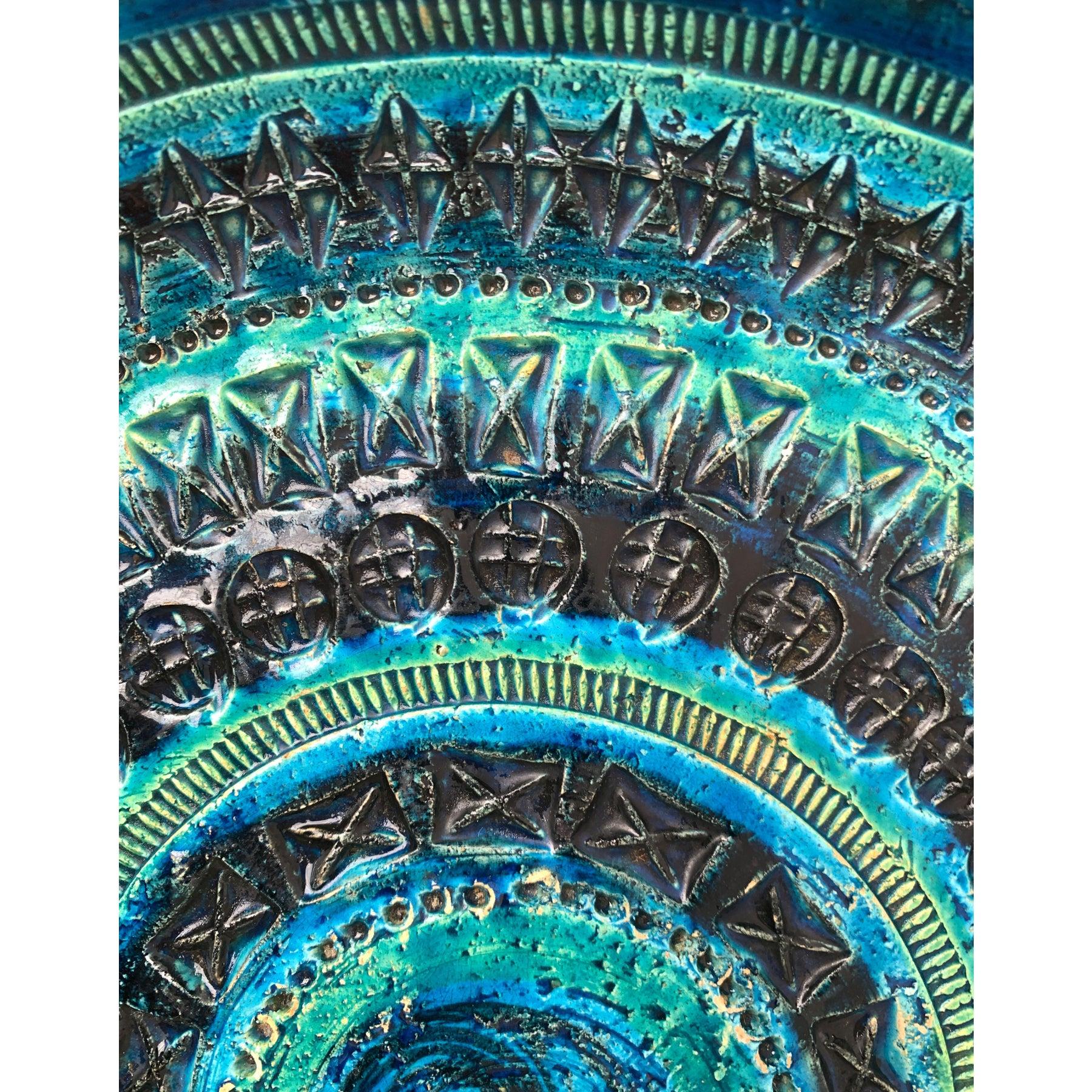 Mid-Century Modern Large Mid-Century Italian Rimini Blu Pottery Bowl by Aldo Londi for Bitossi For Sale