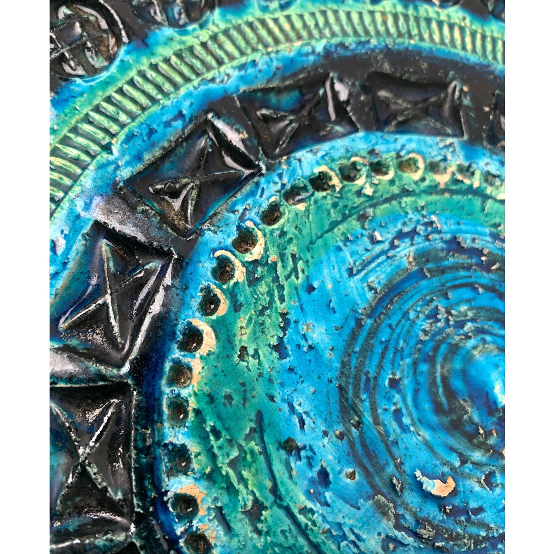 Ceramic Large Mid-Century Italian Rimini Blu Pottery Bowl by Aldo Londi for Bitossi For Sale