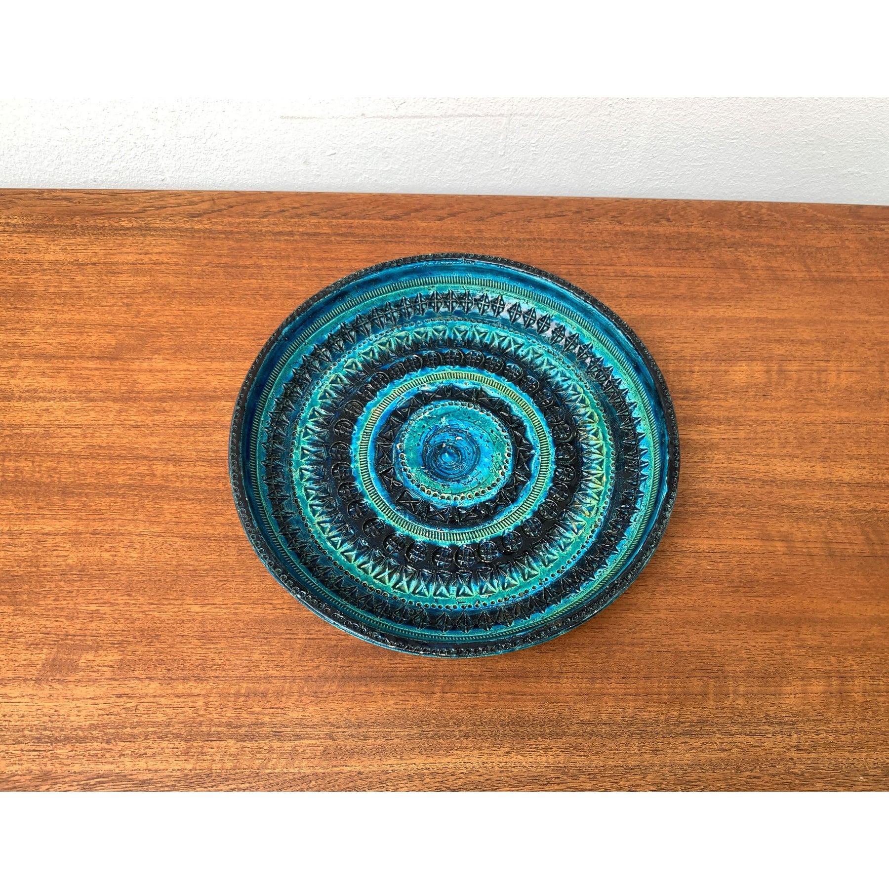 Large Mid-Century Italian Rimini Blu Pottery Bowl by Aldo Londi for Bitossi For Sale 1