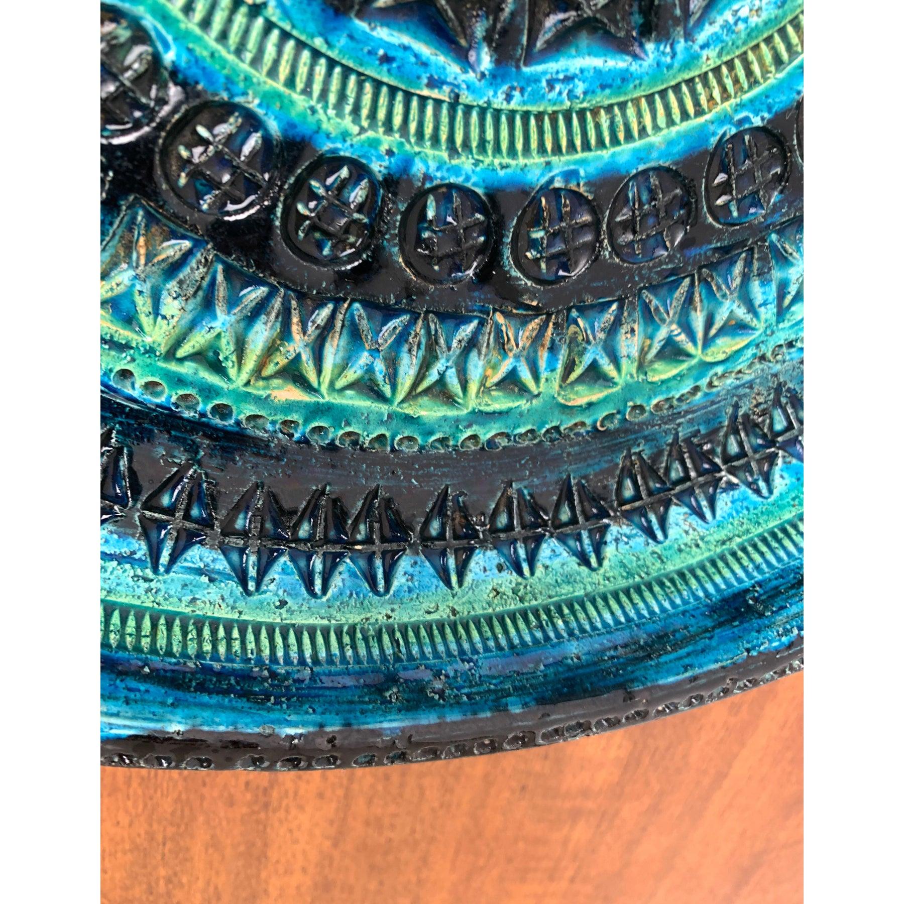 Large Mid-Century Italian Rimini Blu Pottery Bowl by Aldo Londi for Bitossi For Sale 2