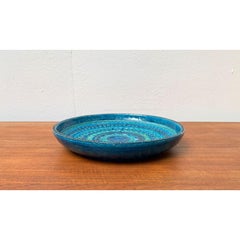 Large Mid-Century Italian Rimini Blu Pottery Bowl by Aldo Londi