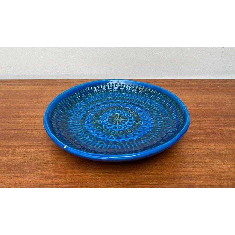 Gran Plato de Pared de Cerámica Italiana de Mediados de Siglo Rimini Blu de Aldo Londi, años 60 en venta 4