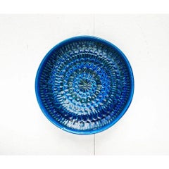 Grande assiette murale italienne Rimini Blu Pottery d'Aldo Londi, années 1960
