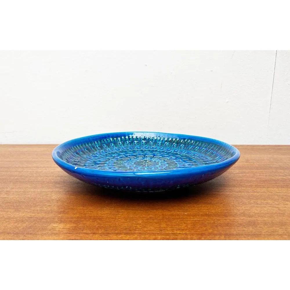 Gran Plato de Pared de Cerámica Italiana de Mediados de Siglo Rimini Blu de Aldo Londi, años 60 Moderno de mediados de siglo en venta