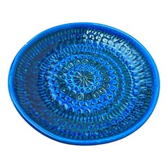 Large Mid-Century Italian Rimini Blu Pottery Wall Plate by Aldo Londi, 1960s