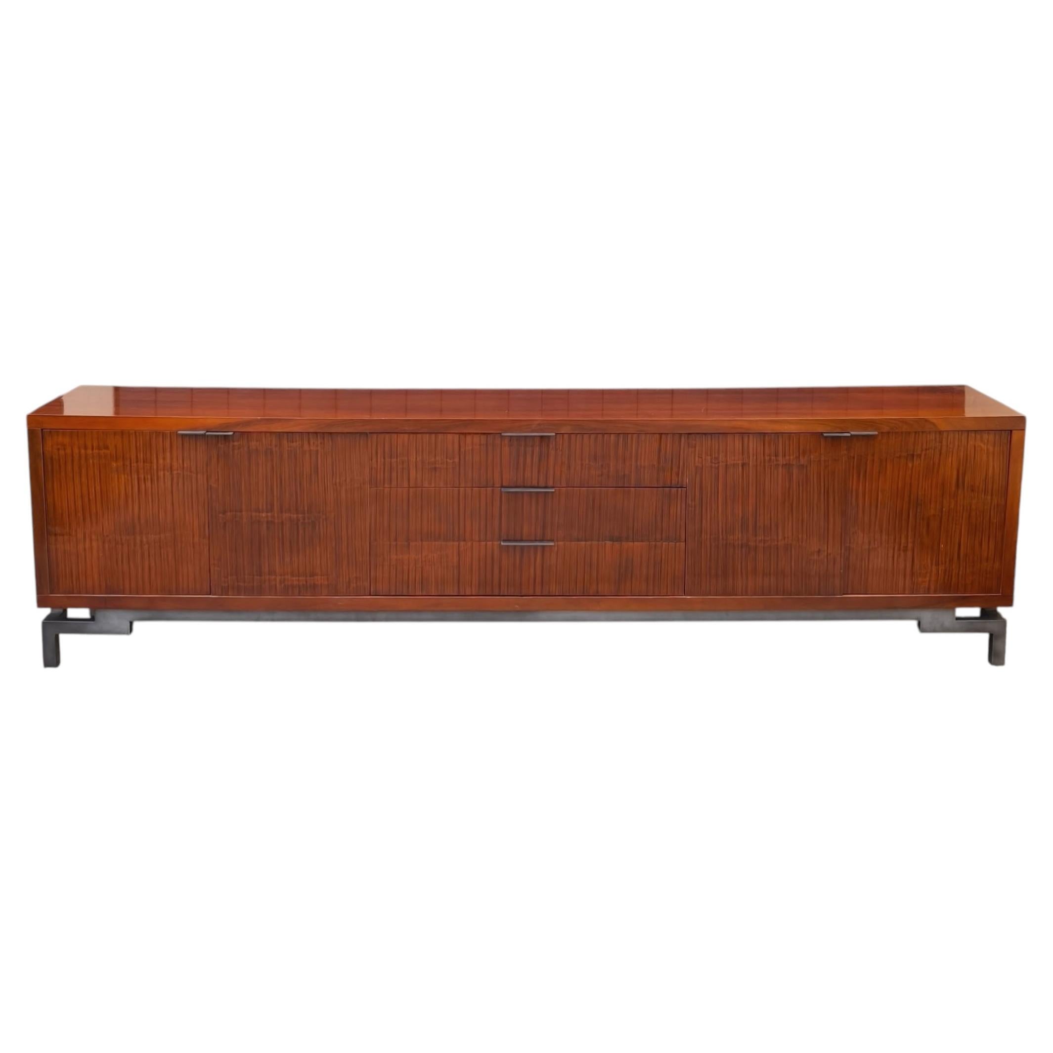 Large mid century Italian wood minimalist sideboard 1970s 1980s