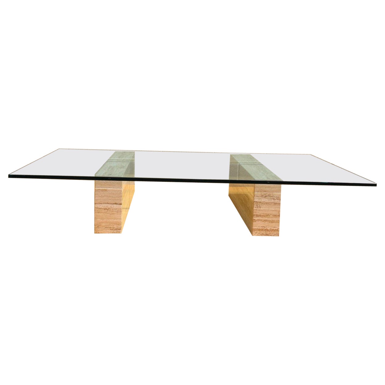Large Mid-Century Italian Travertine Coffee Table