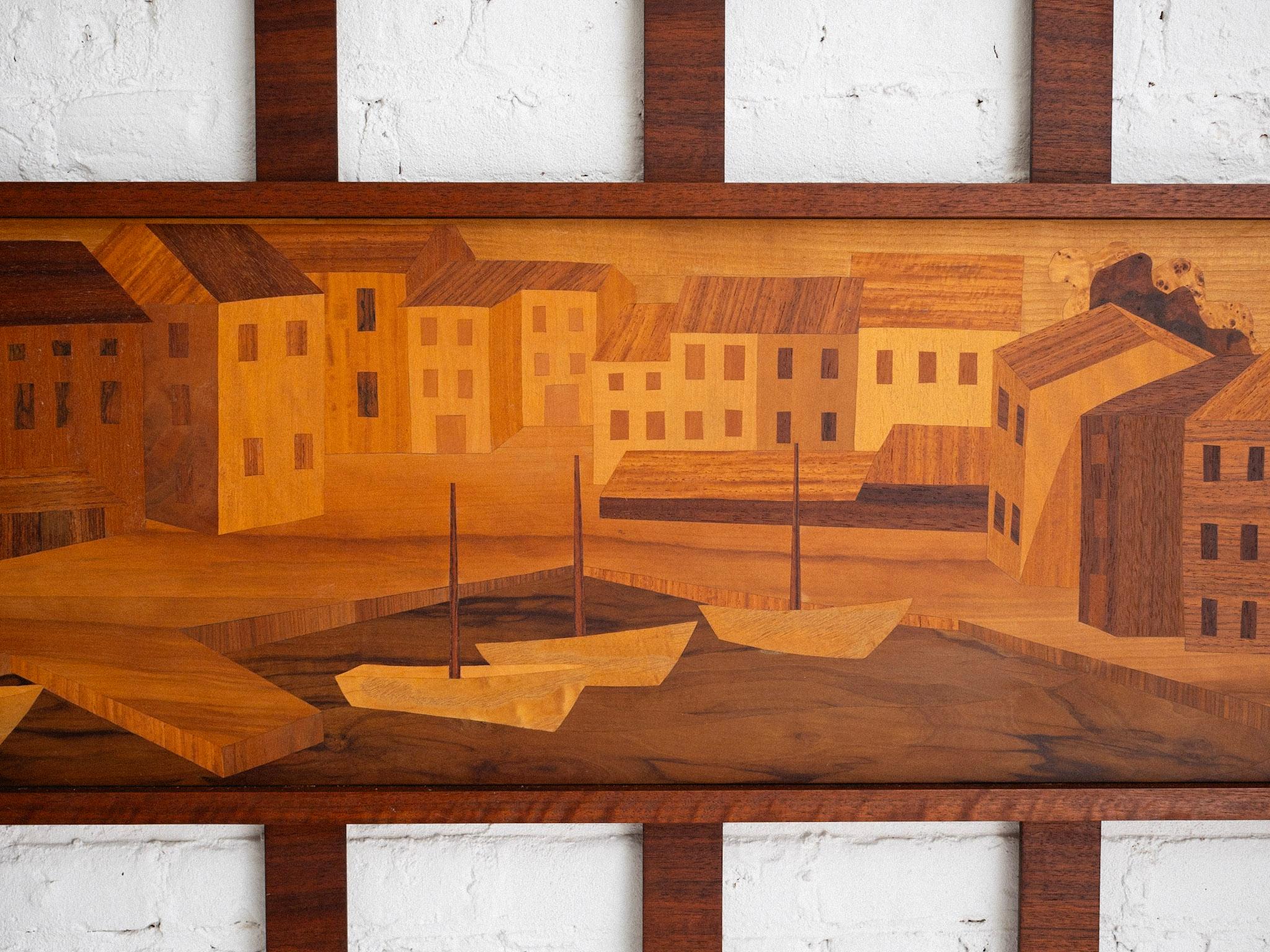 Large Mid Century Italian Wood Marquetry Panel For Sale 1