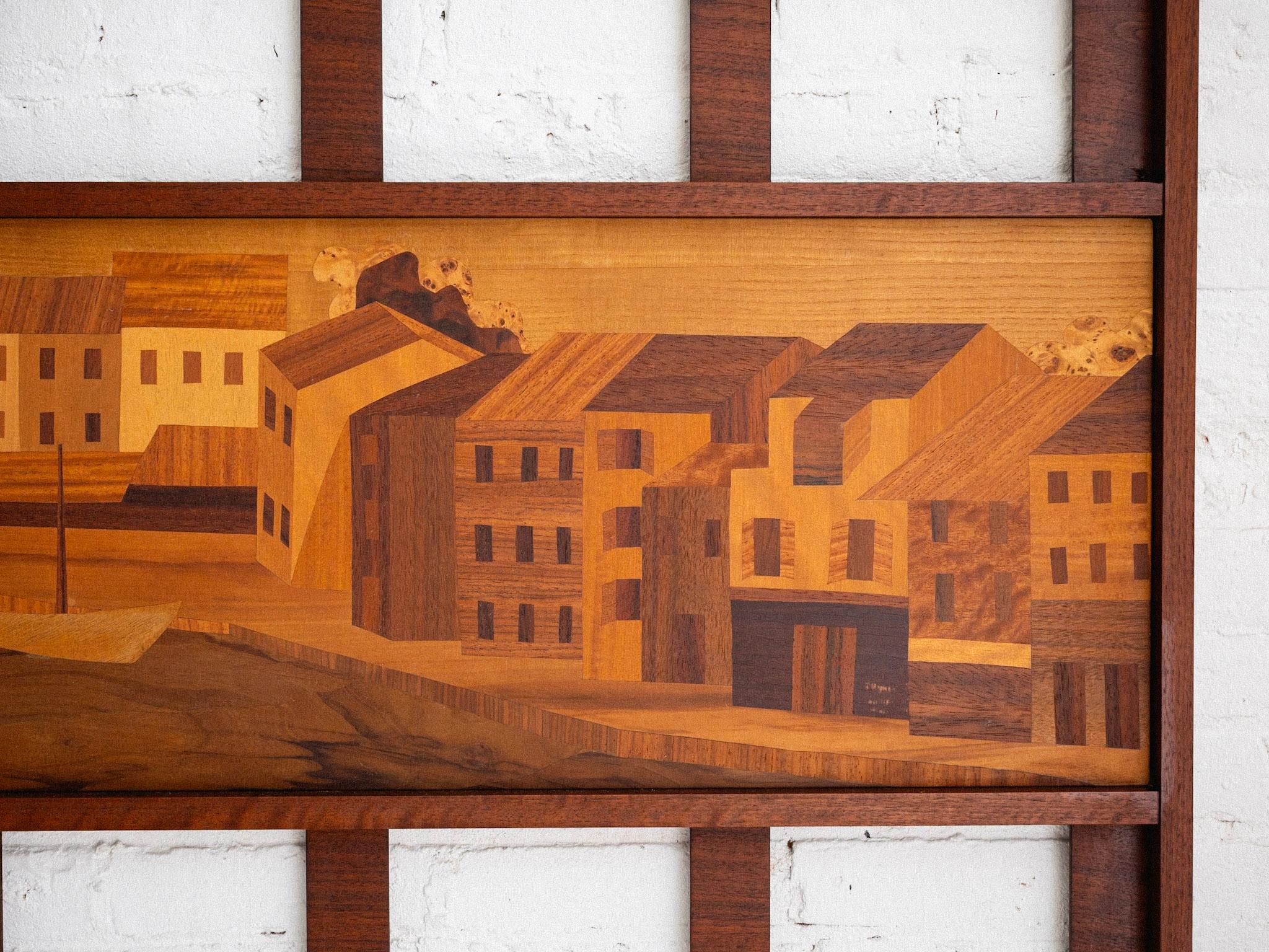 Large Mid Century Italian Wood Marquetry Panel For Sale 2