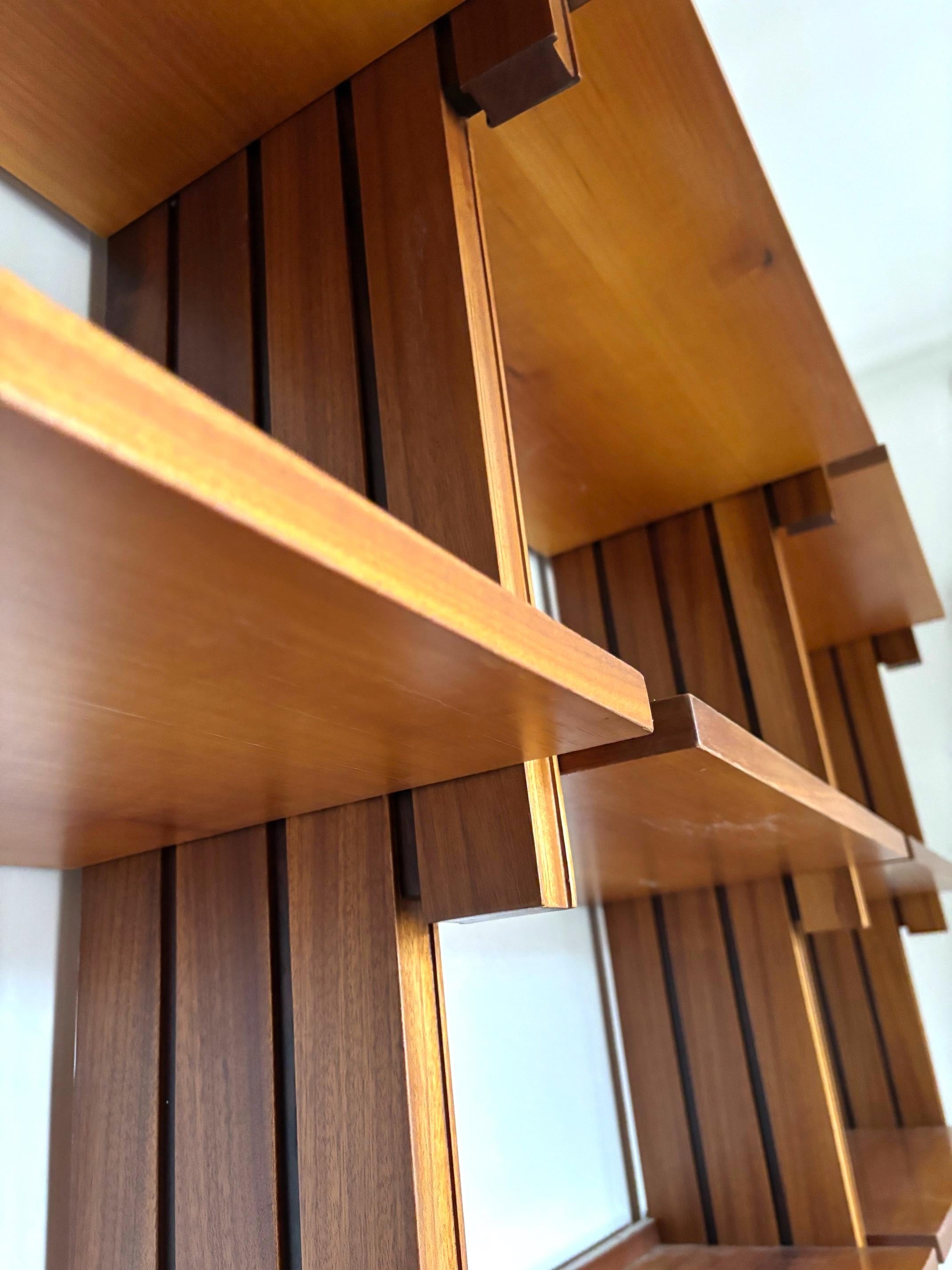 Large Mid-Century Italian Wooden Hanging Bookcase, Italy, 1950s 4