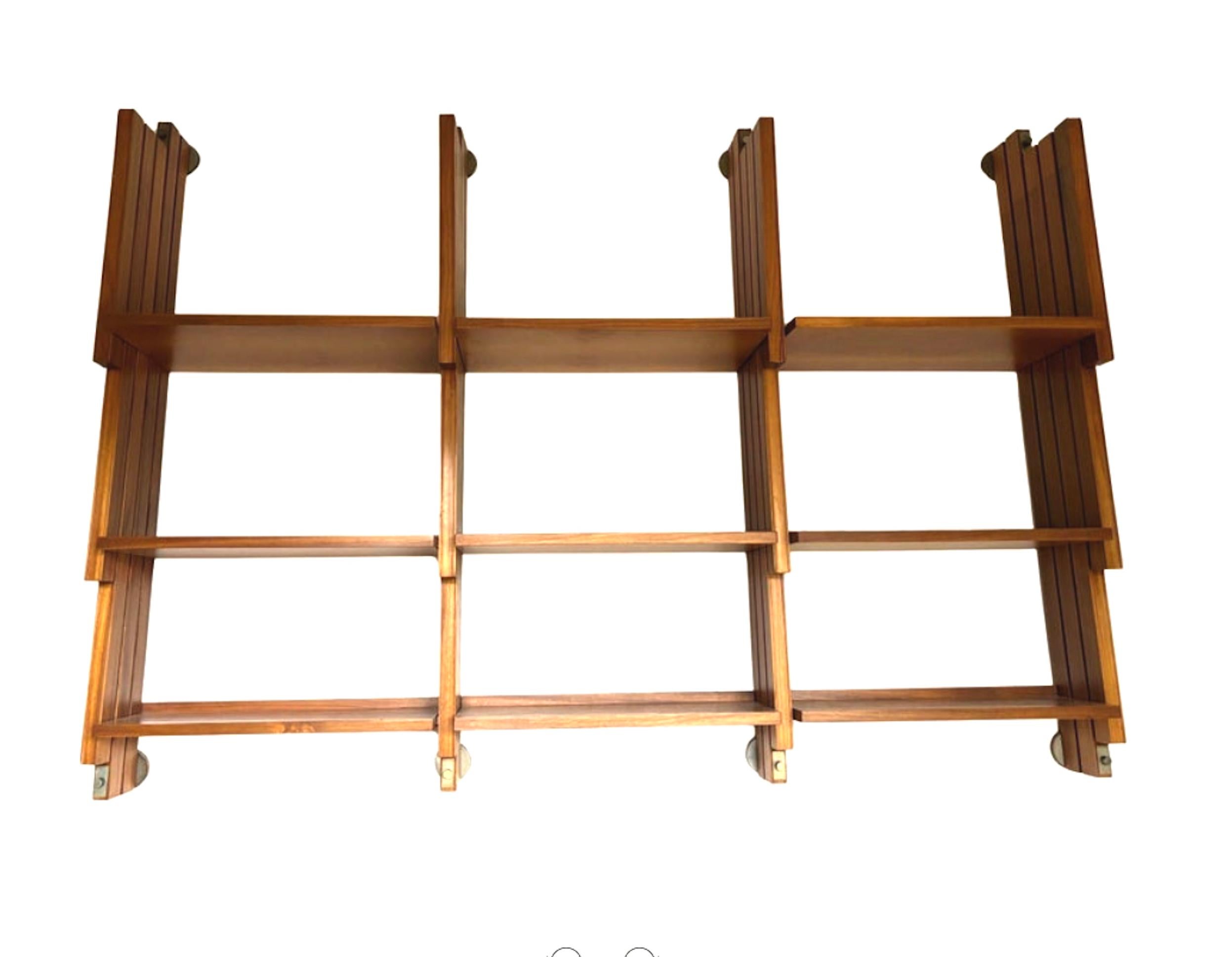 Large Mid-Century Italian Wooden Hanging Bookcase, Italy, 1950s In Good Condition In Argelato, BO