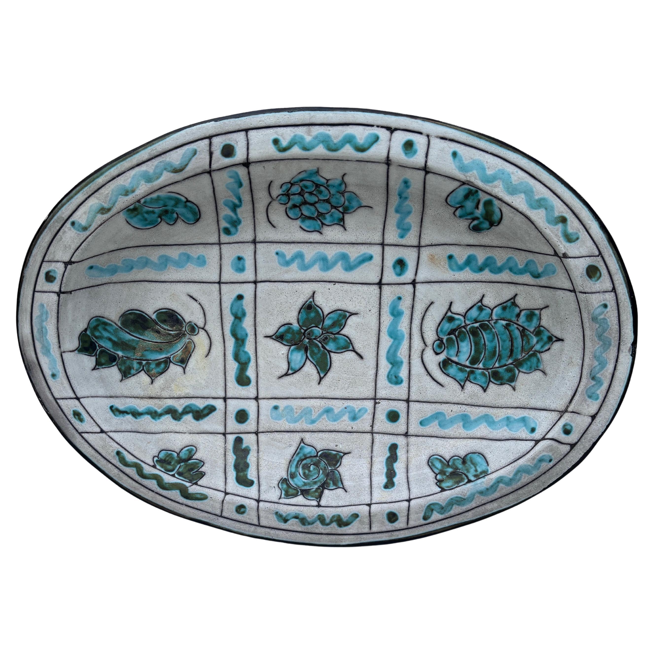 Large Mid-Century Jerome Massier Platter Vallauris, circa 1950