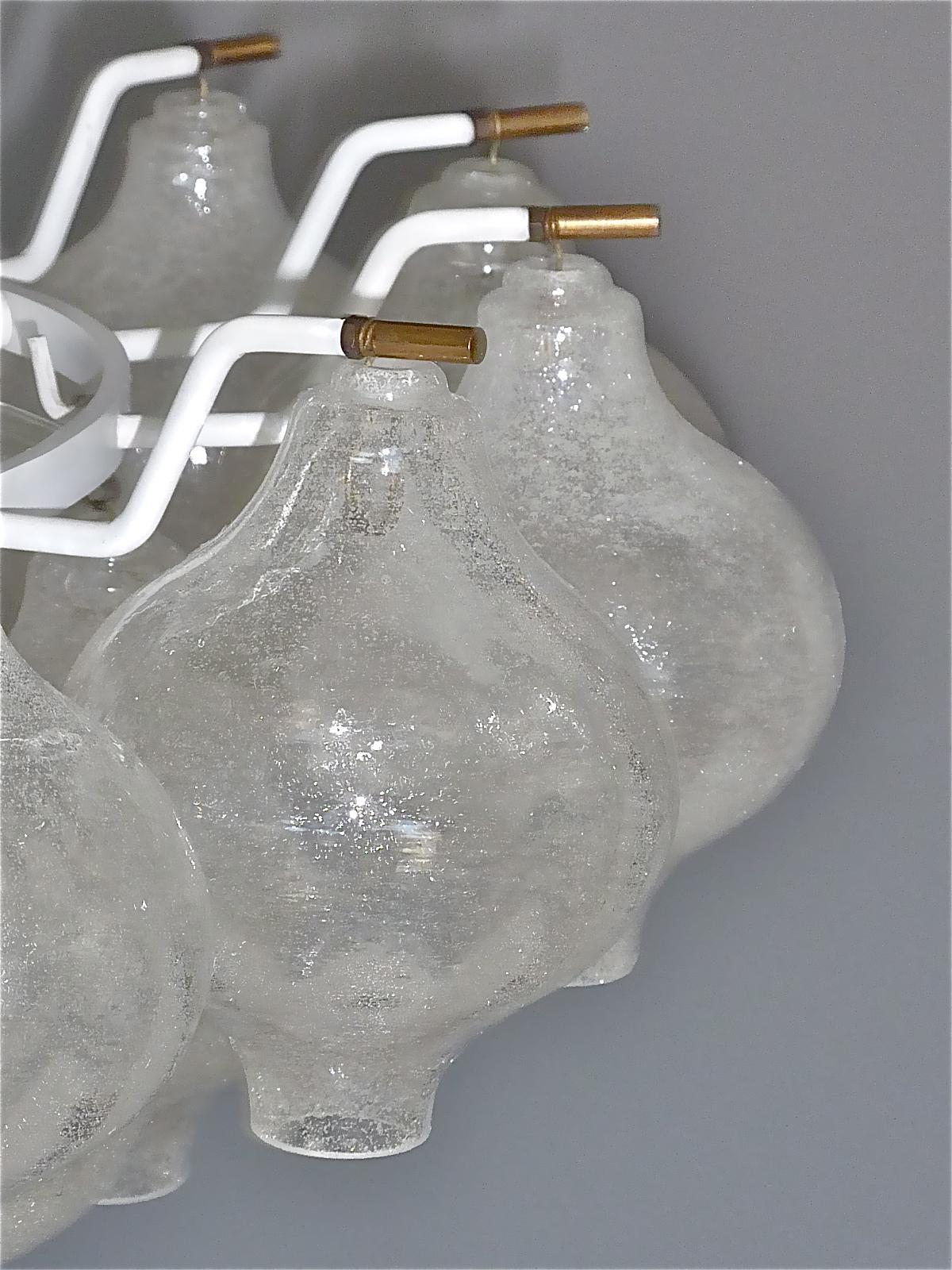Metal Large Mid-Century J.T. Kalmar Tulipan Flush Mount Chandelier Murano Glass, 1960s For Sale