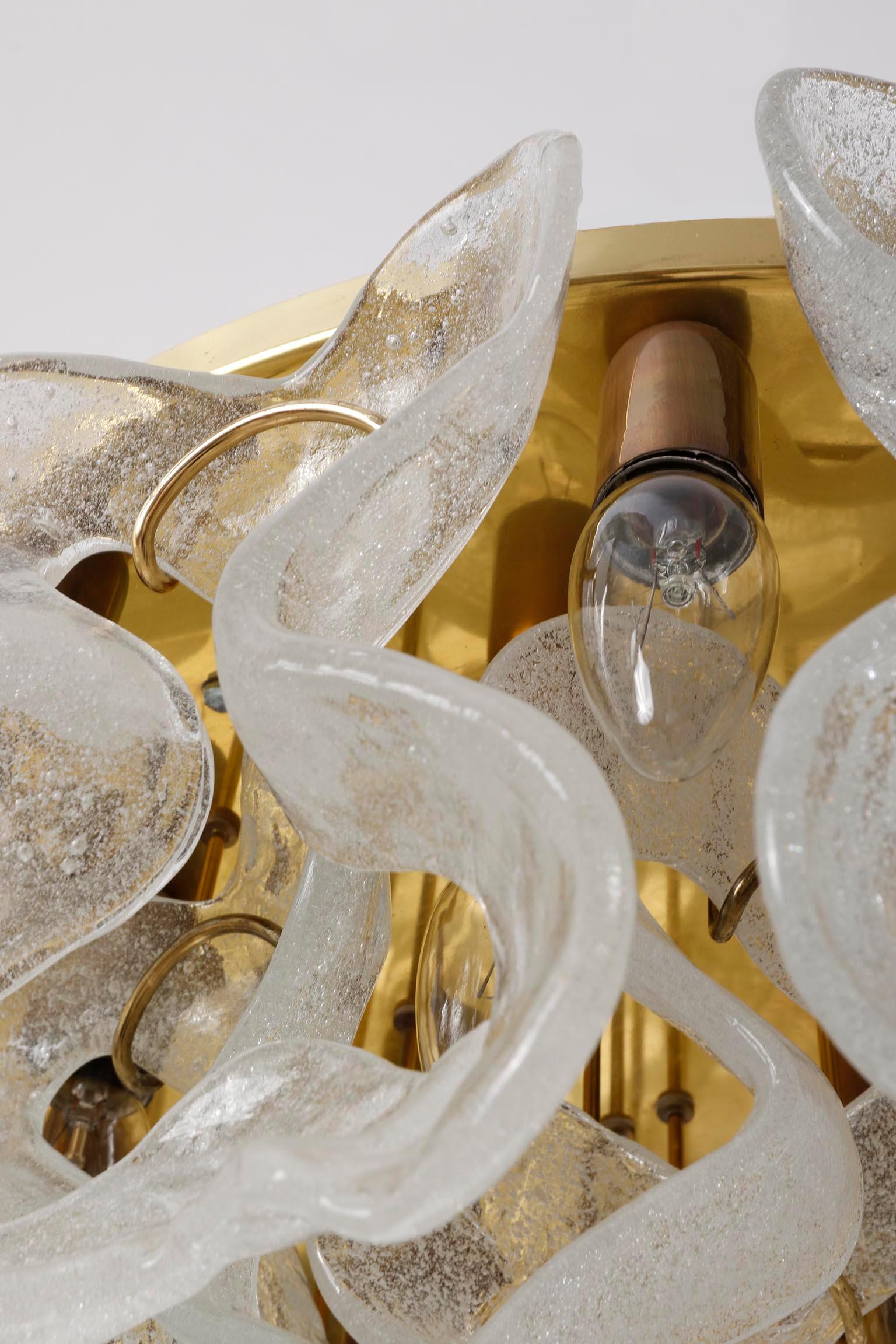 Large Mid-Century Kalmar Flush Mount Light 'Catena', Brass Murano Glass, 1970s For Sale 4