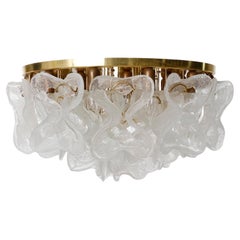 Large Mid-Century Kalmar Flush Mount Light 'Catena', Brass Murano Glass, 1970s