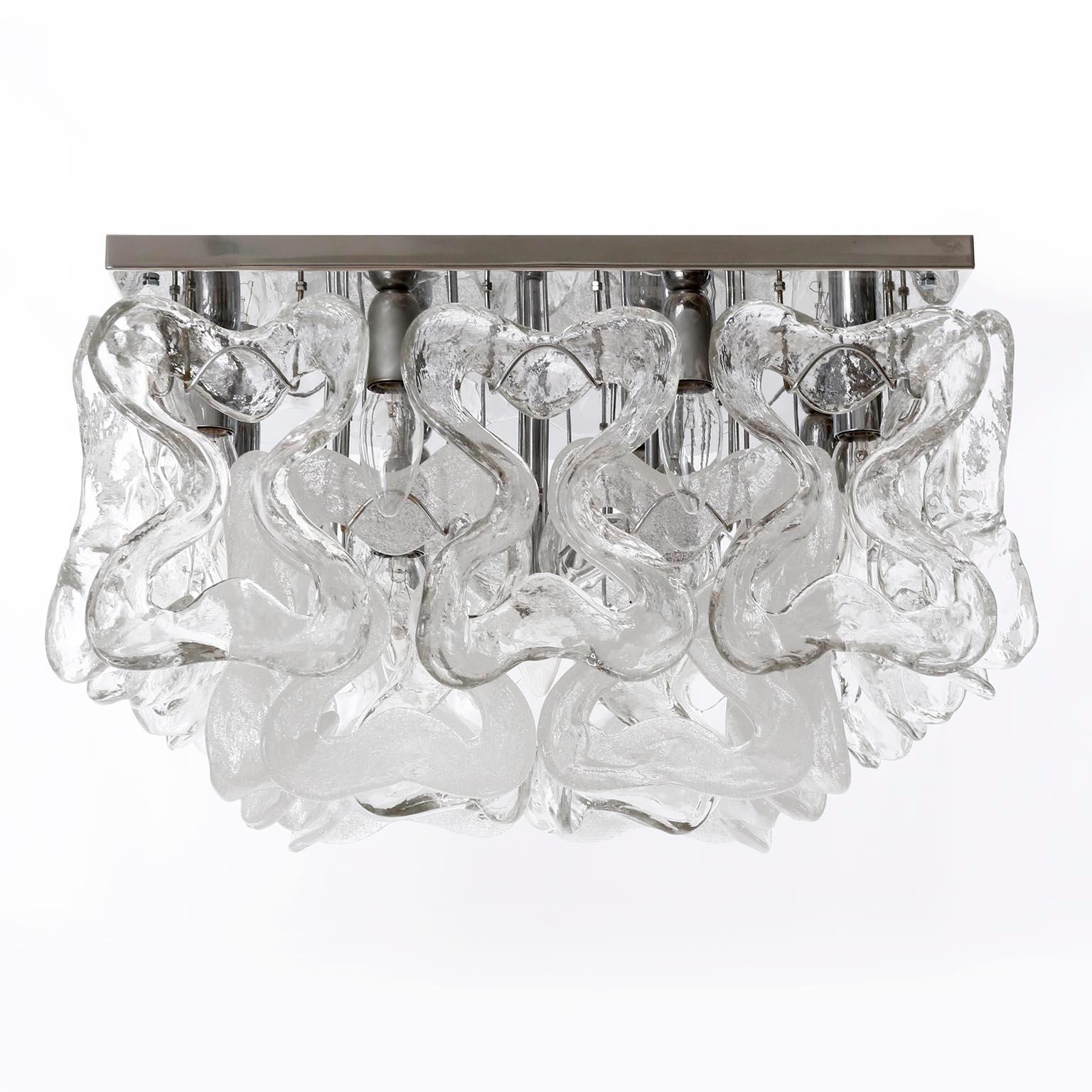 Large MidCentury Kalmar Flush Mount Light 'Catena', Chrome Murano