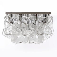 Large Mid-Century Kalmar Flush Mount Light 'Catena', Chrome Murano Glass, 1970s