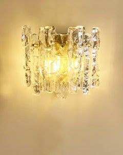 Grande applique murale du milieu du siècle à Murano en verre glacé Icicle Murano 1970, Vienne