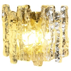 Large Mid-Century Kalmar Sconce Wall Lamp Icicle Murano Ice Glass 1970s, Vienna