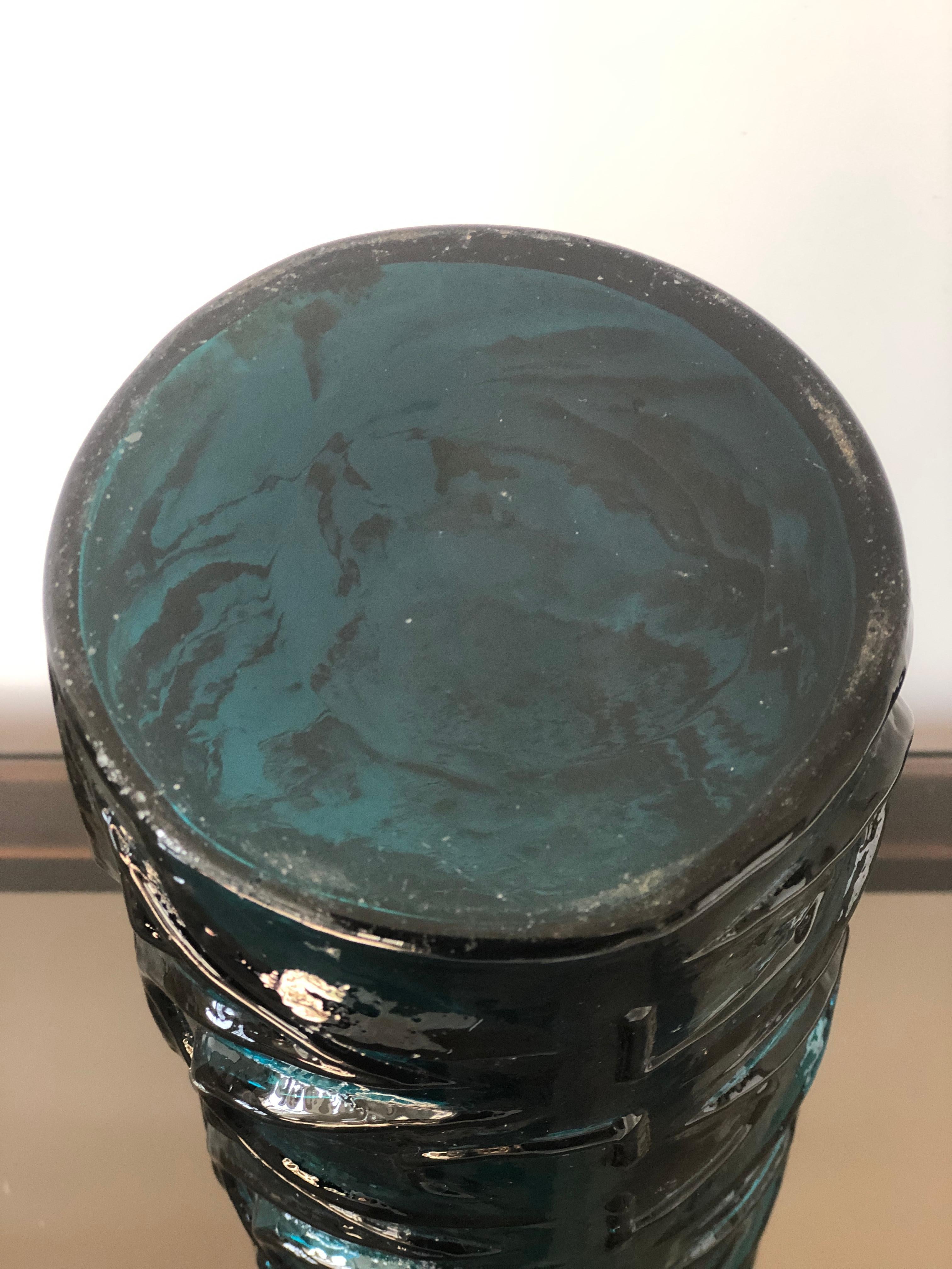 Mid-20th Century Large Midcentury Kingfisher Blue Vase by Empoli, Italy For Sale