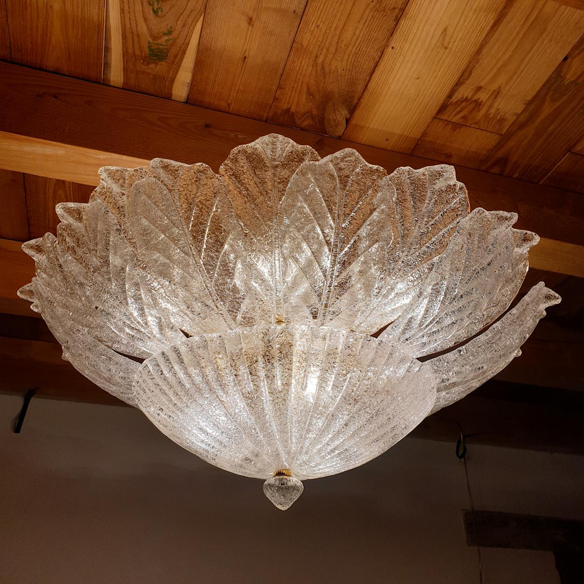 Large Murano Glass Flush-Mount Chandelier,  by Barovier & Toso 3