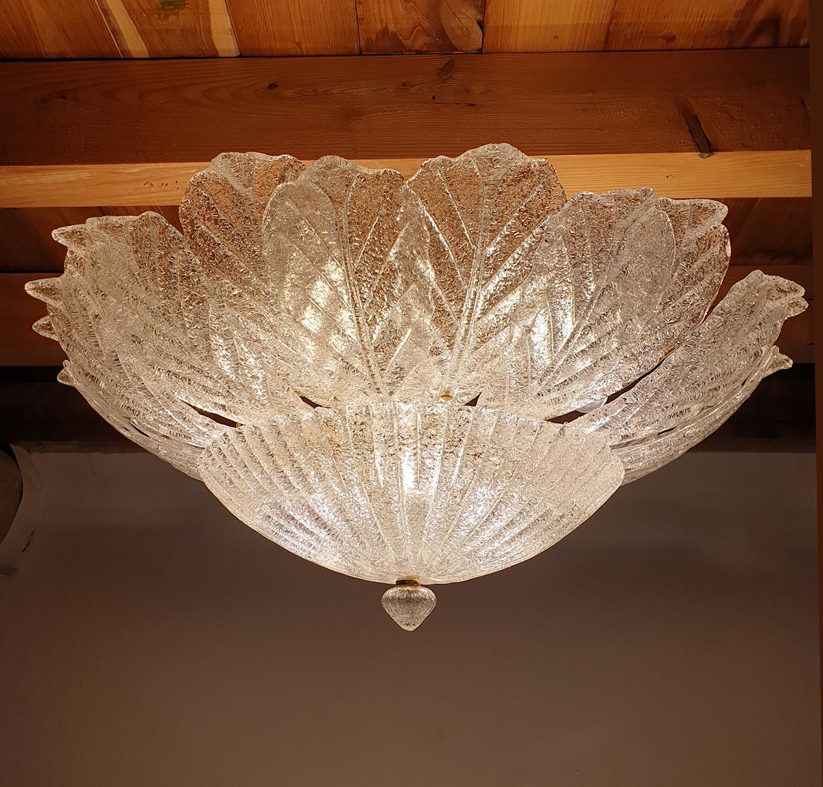 Large Murano Glass Flush-Mount Chandelier,  by Barovier & Toso 4