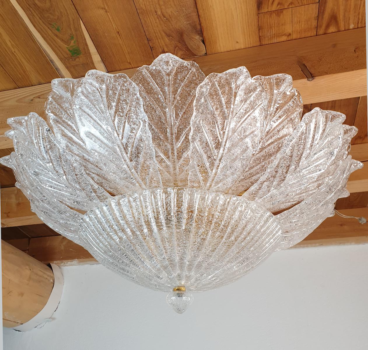 Mid-Century Modern Large Murano Glass Flush-Mount Chandelier,  by Barovier & Toso