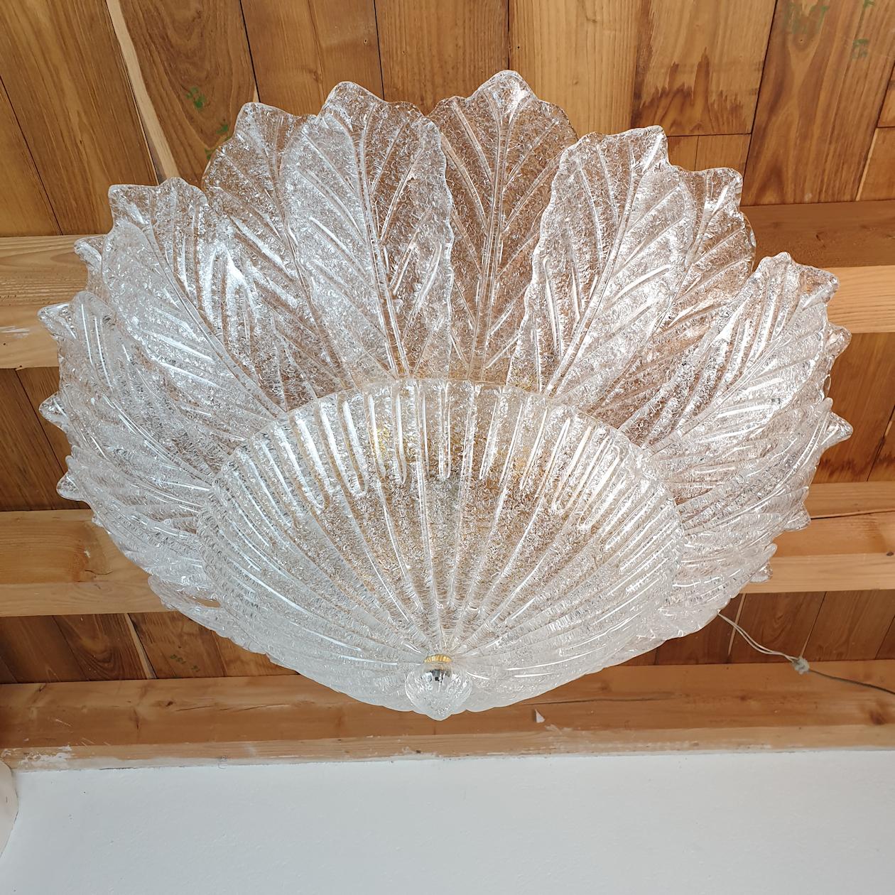 Italian Large Murano Glass Flush-Mount Chandelier,  by Barovier & Toso