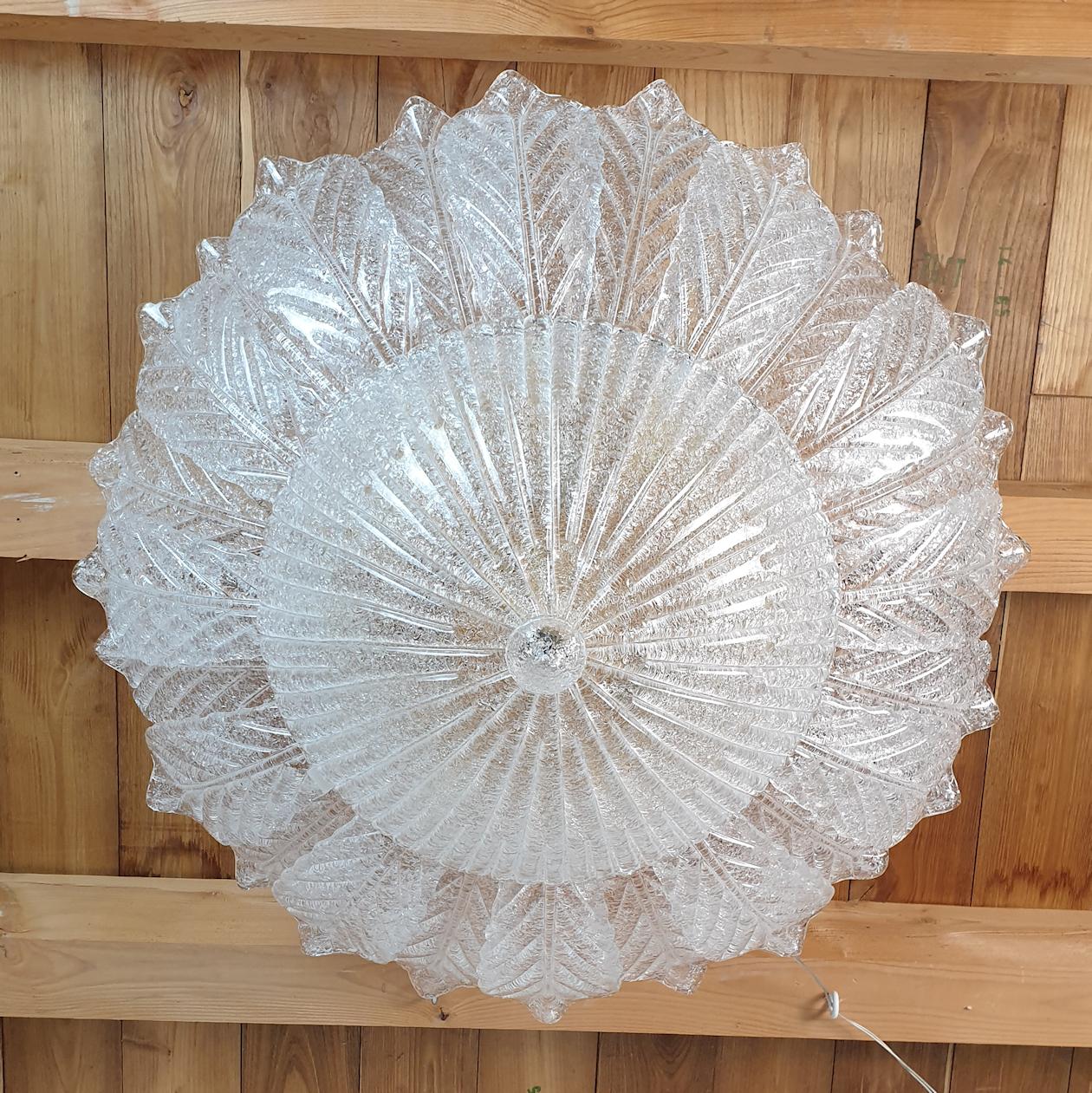 Large Murano Glass Flush-Mount Chandelier,  by Barovier & Toso In Excellent Condition In Dallas, TX