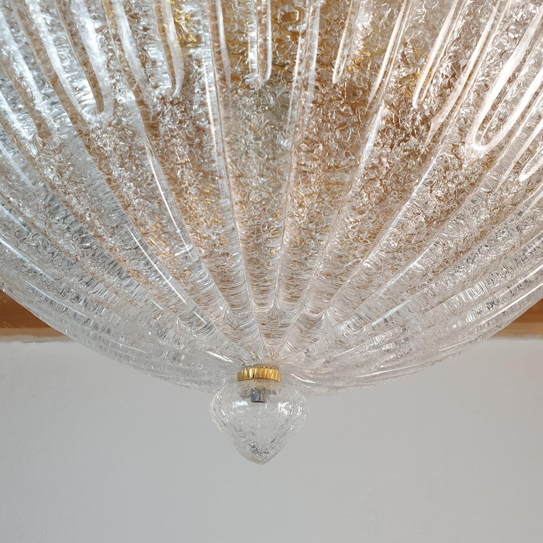 Large Murano Glass Flush-Mount Chandelier,  by Barovier & Toso 1