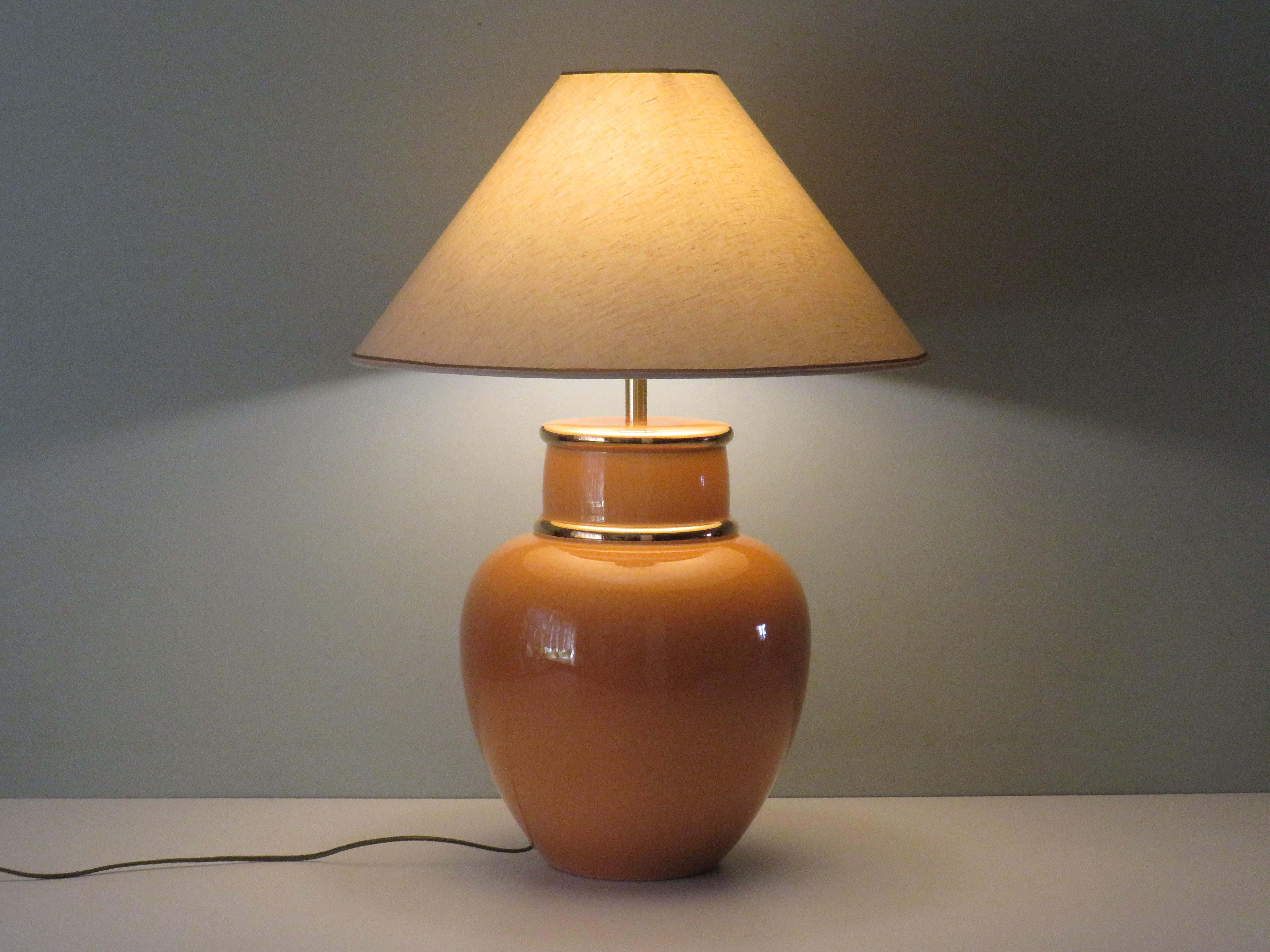 Große Louis Drimmer-Tischlampe aus Keramik aus der Mitte des Jahrhunderts, Frankreich 1970 (Hollywood Regency) im Angebot
