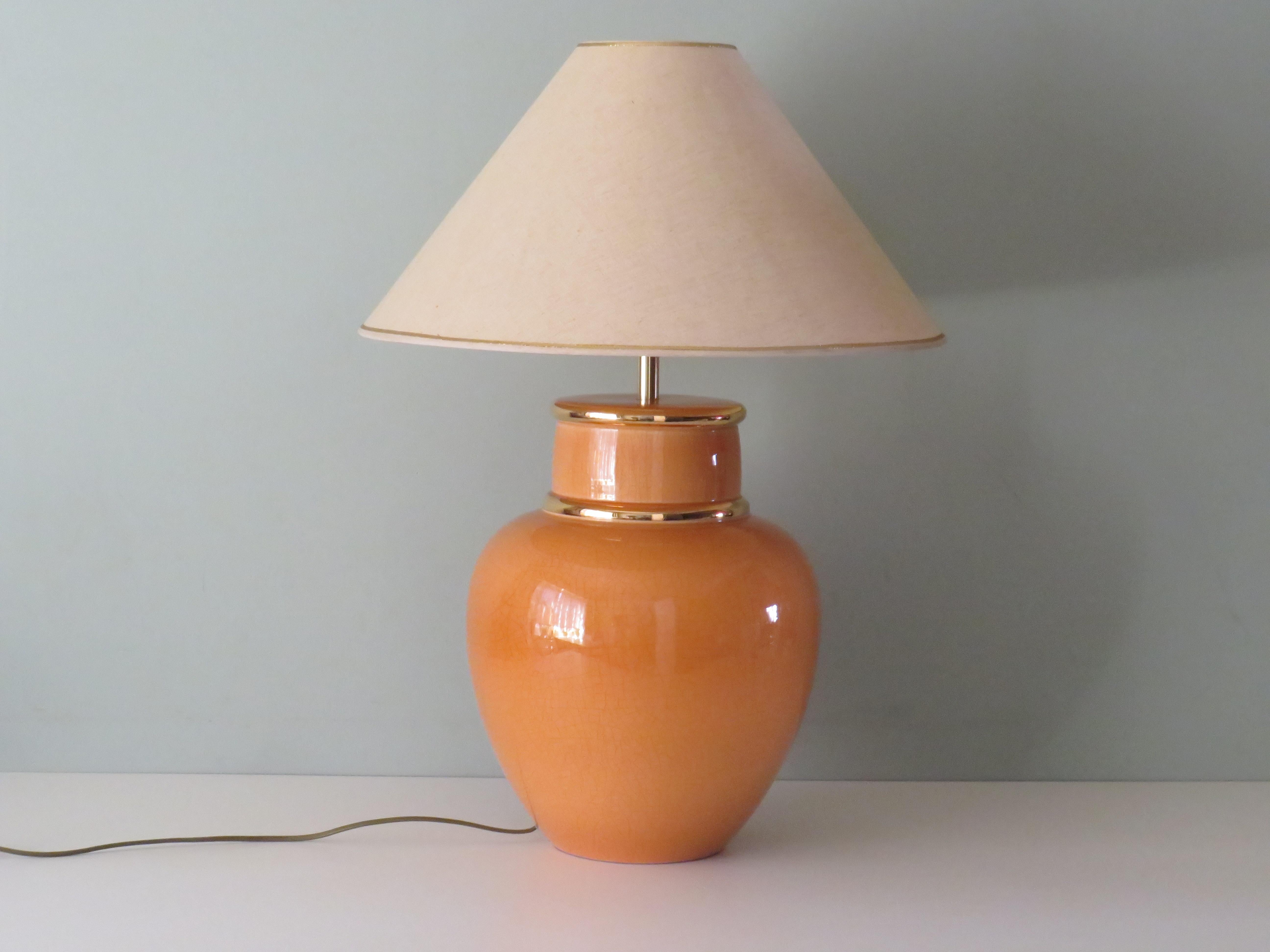 French Large Mid Century Louis Drimmer Ceramic Table Lamp, France 1970 For Sale
