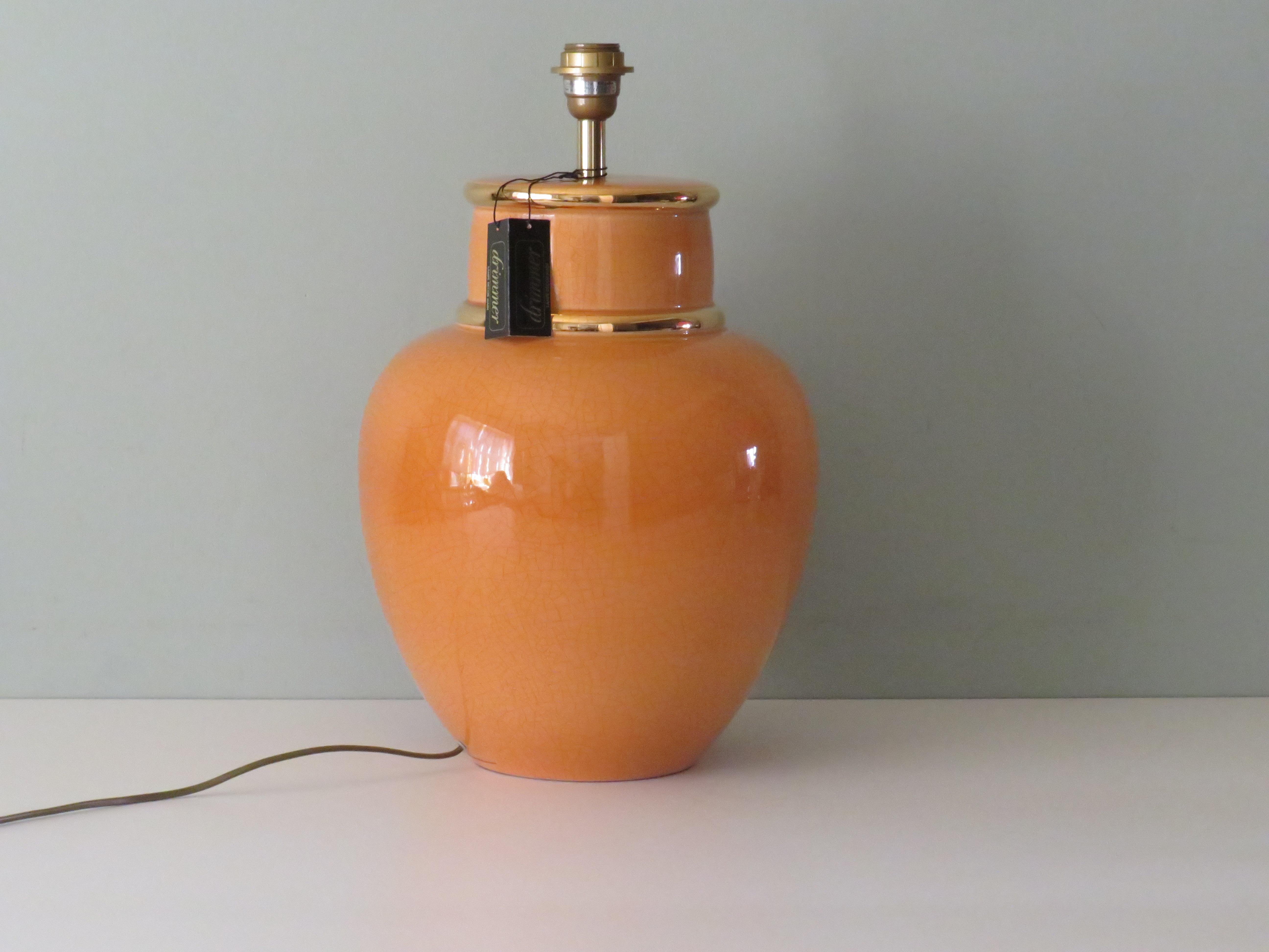 Glazed Large Mid Century Louis Drimmer Ceramic Table Lamp, France 1970 For Sale