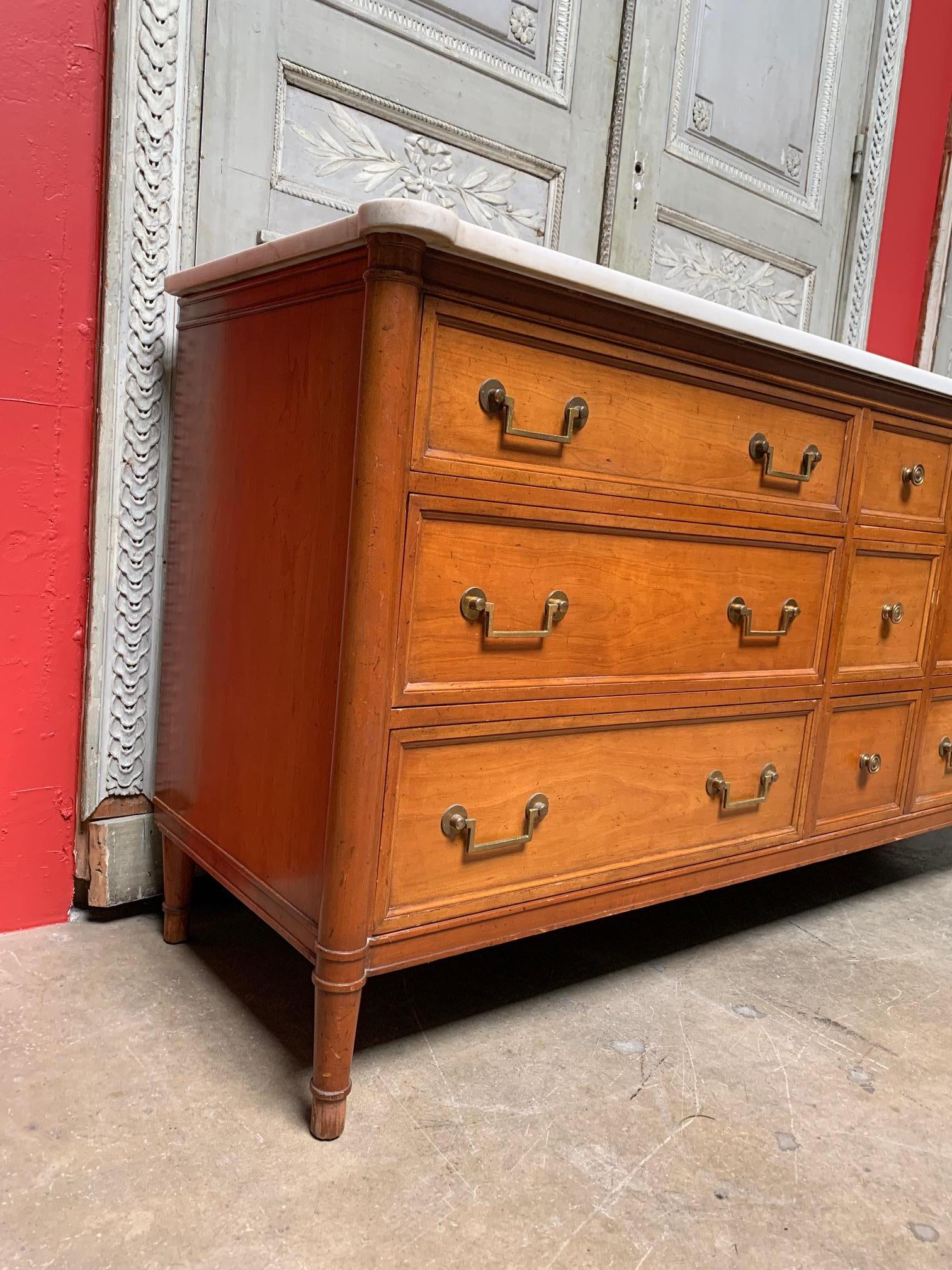 Large Midcentury Louis XVI Style Chest of Drawers 8