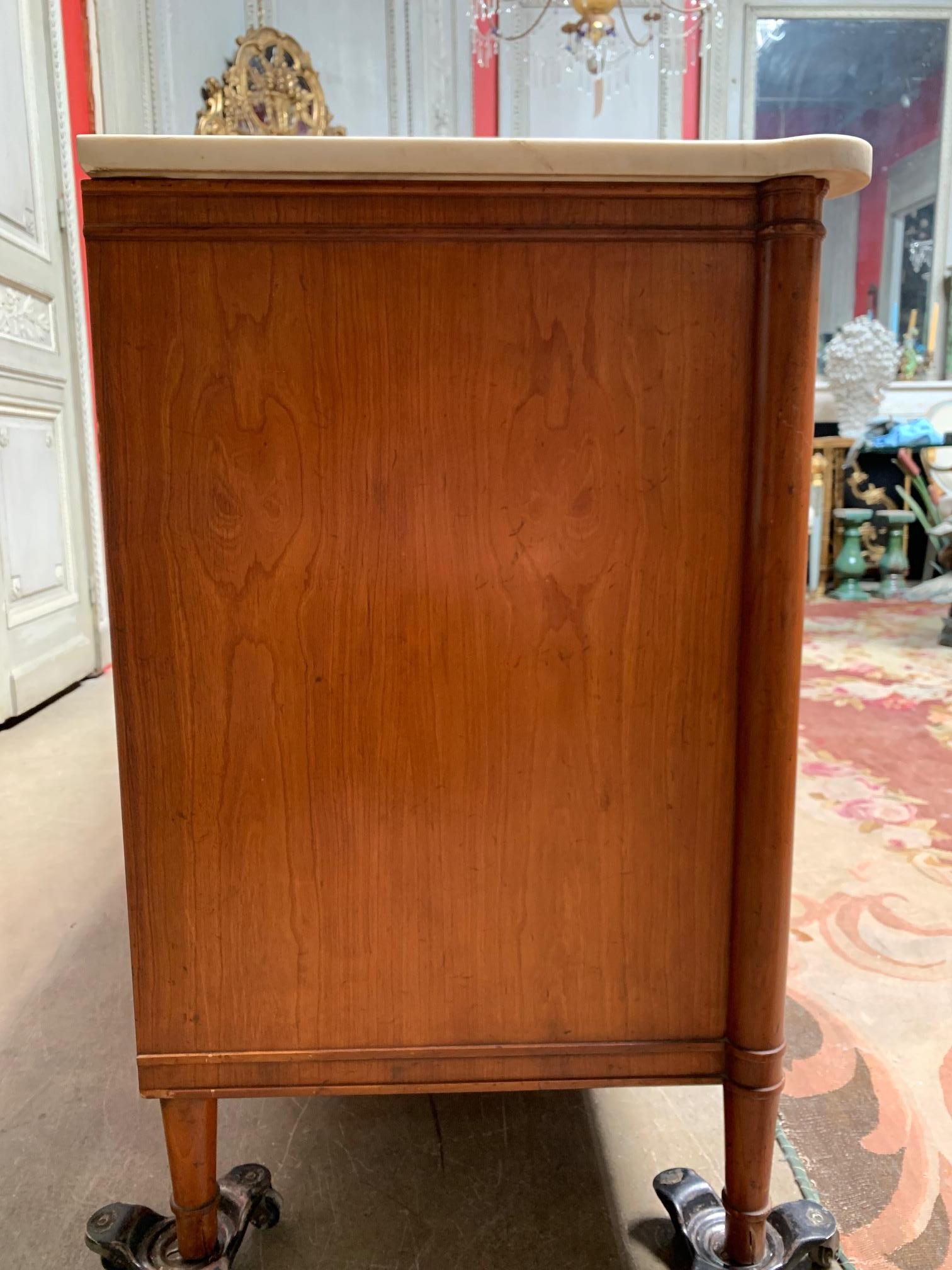 Carved Large Midcentury Louis XVI Style Chest of Drawers