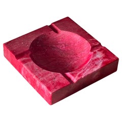 Vintage Large mid century magenta marble ashtray, Italy 1960s
