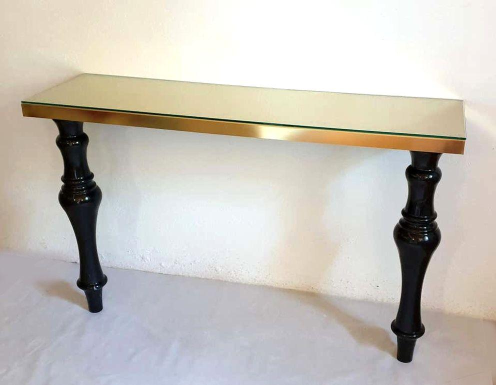 Large Marble & Brass Console Table Italy In Excellent Condition For Sale In Dallas, TX