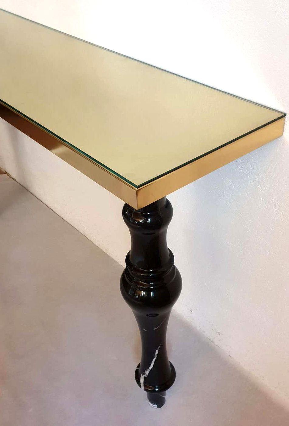 Large Marble & Brass Console Table Italy For Sale 1