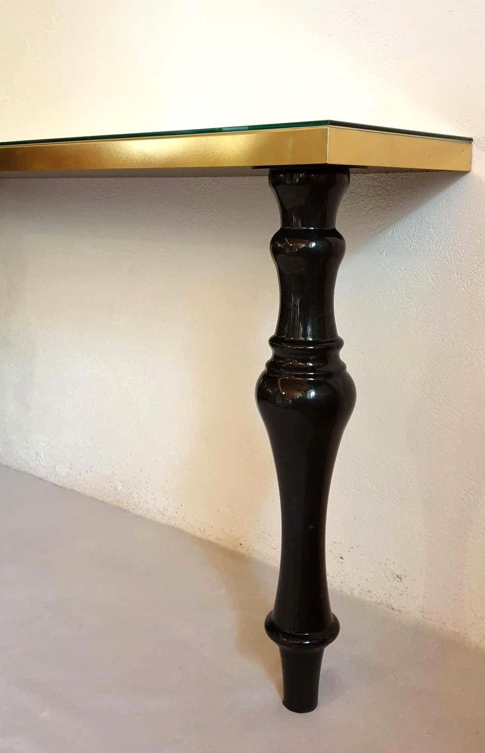 Large Marble & Brass Console Table Italy For Sale 2