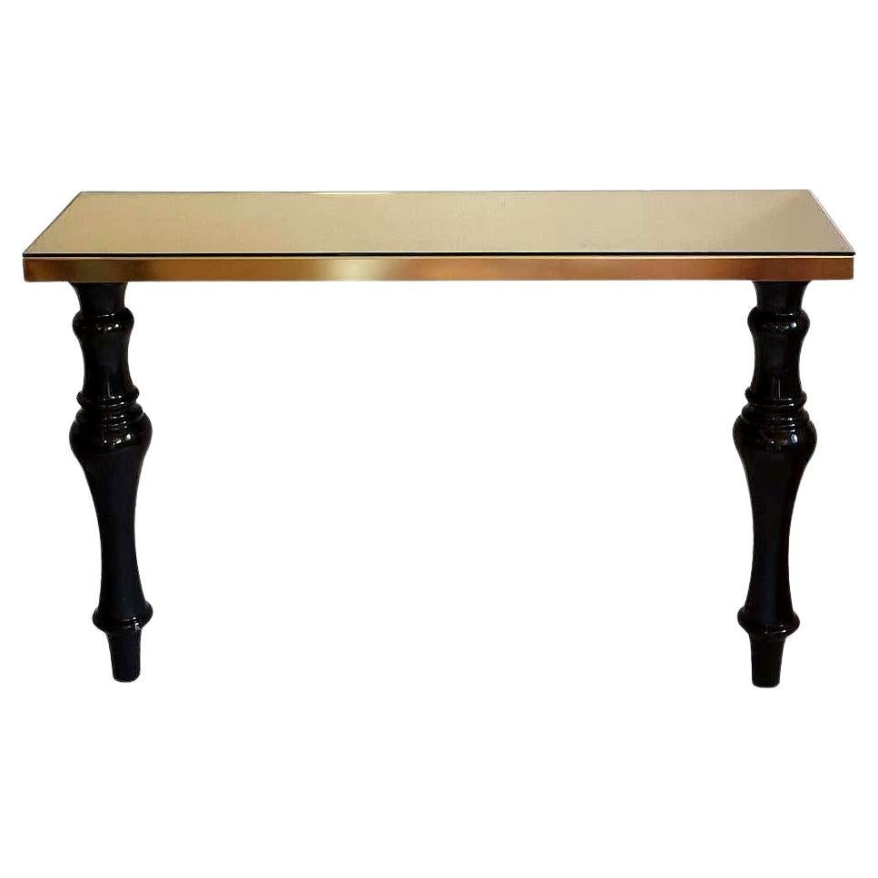 Large Marble & Brass Console Table Italy For Sale