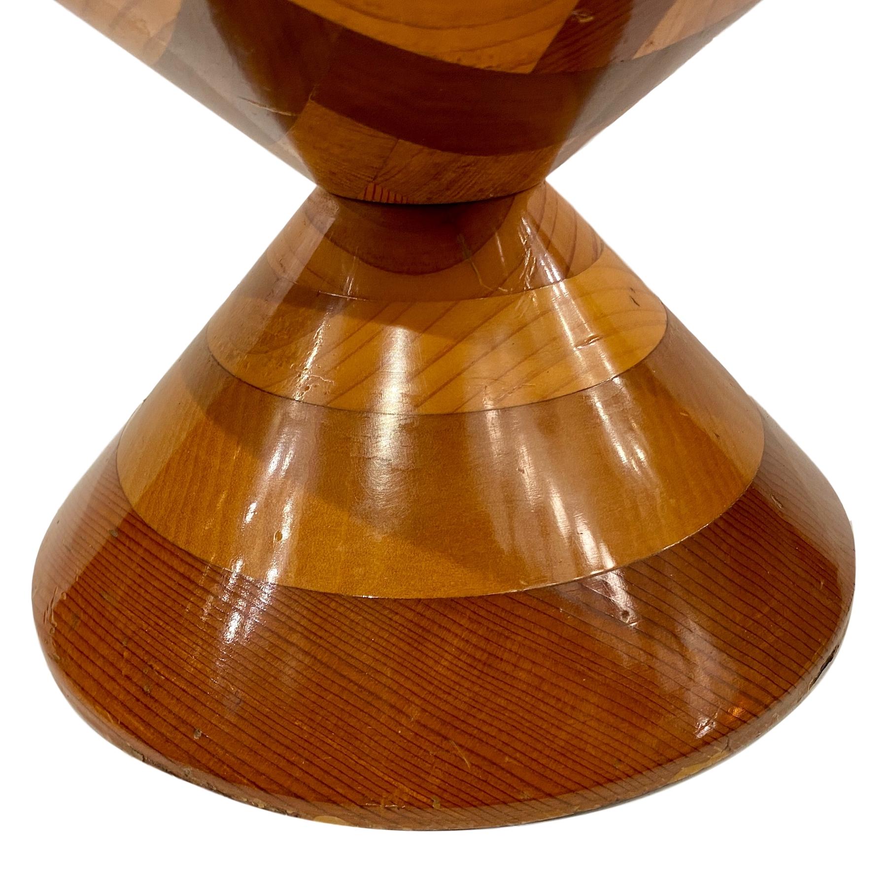 Large Midcentury Marquetry Table Lamp In Good Condition For Sale In New York, NY